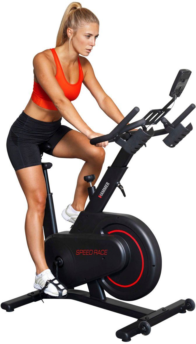 Hammer Speedbike Racer, Trainingscomputer mit LCD-Anzeige, Fitness-Apps per Smartphone/Tablet | Indoor Cycling