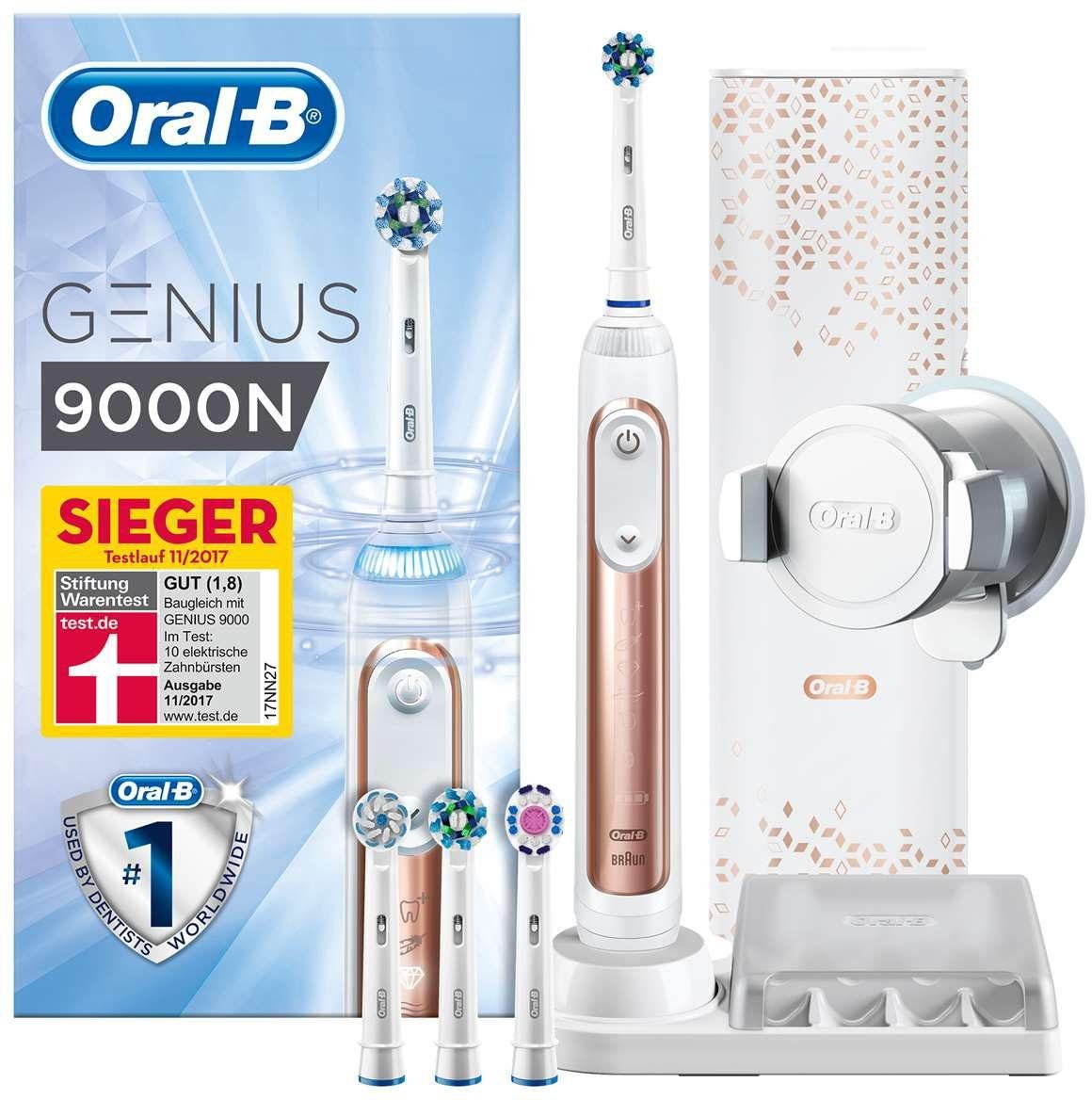 Oral B Elektrische Zahnbürste Genius 9000N, Aufsteckbürsten 4 St., SmartphoneHalterung, Sieger