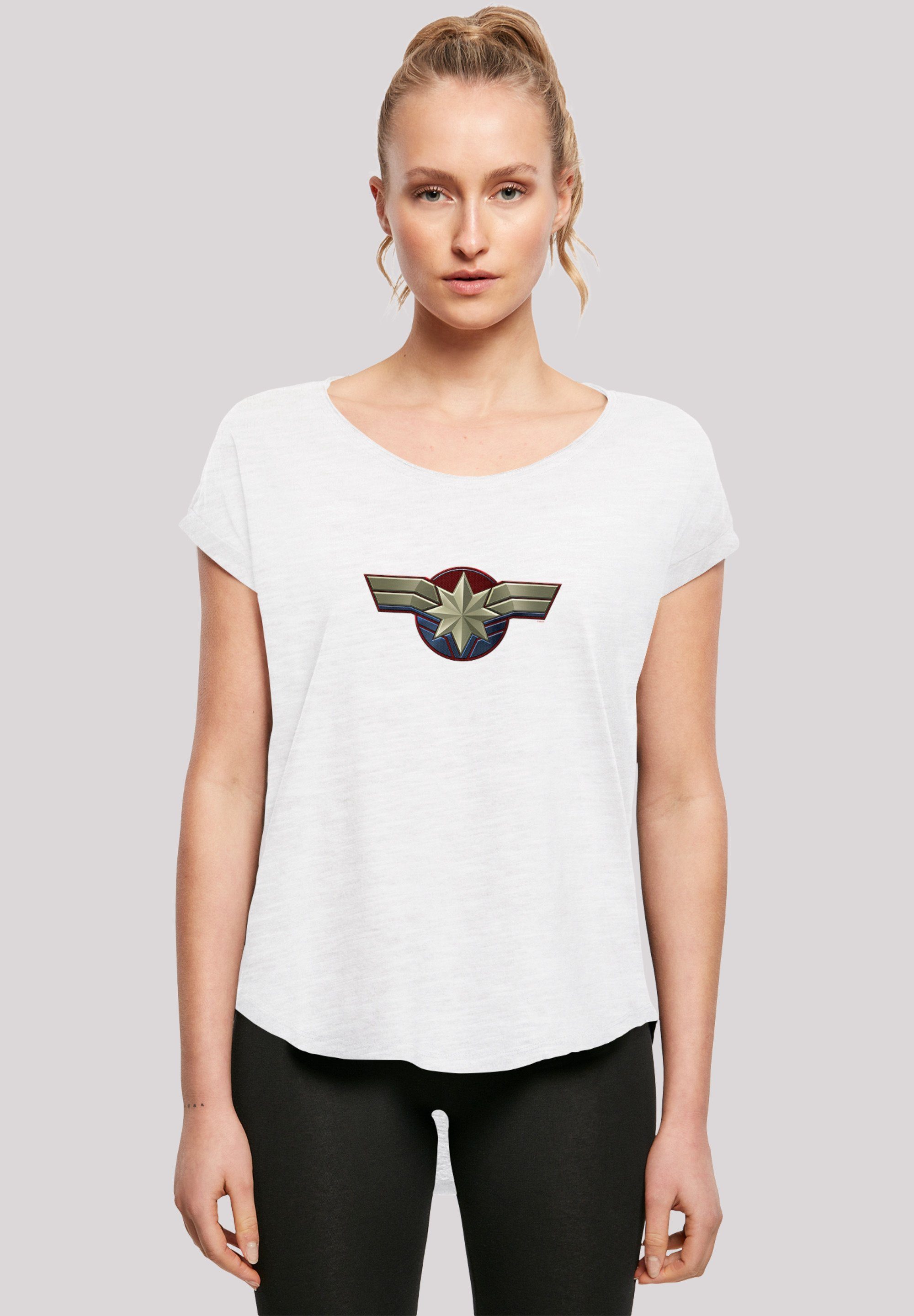 F4NT4STIC T-Shirt Marvel Captain Marvel Chest Emblem Print, Hinten extra  lang geschnittenes Damen T-Shirt