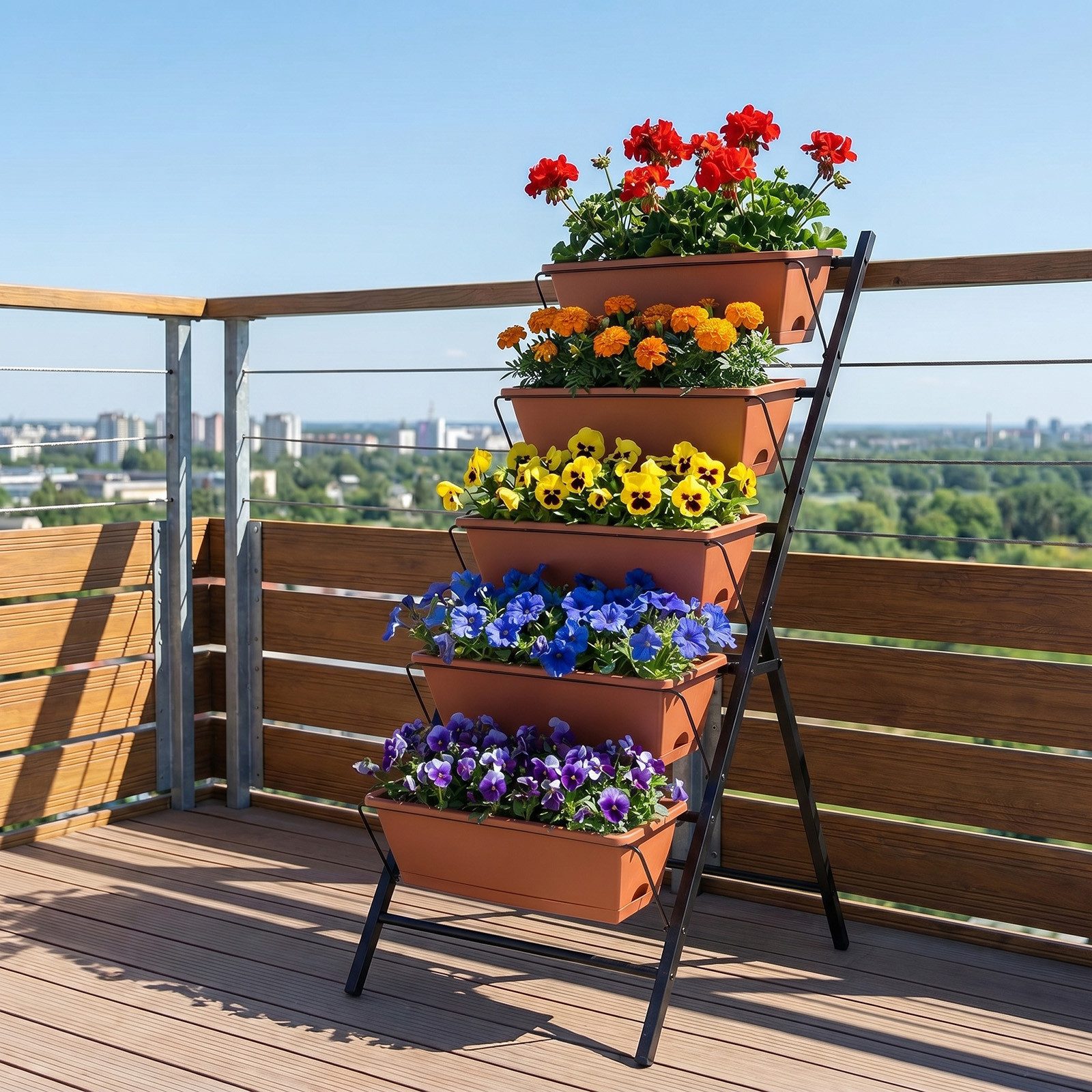 COSTWAY Blumenkasten, 5-stufiges Hochbeet, vertikales Pflanzenbeet