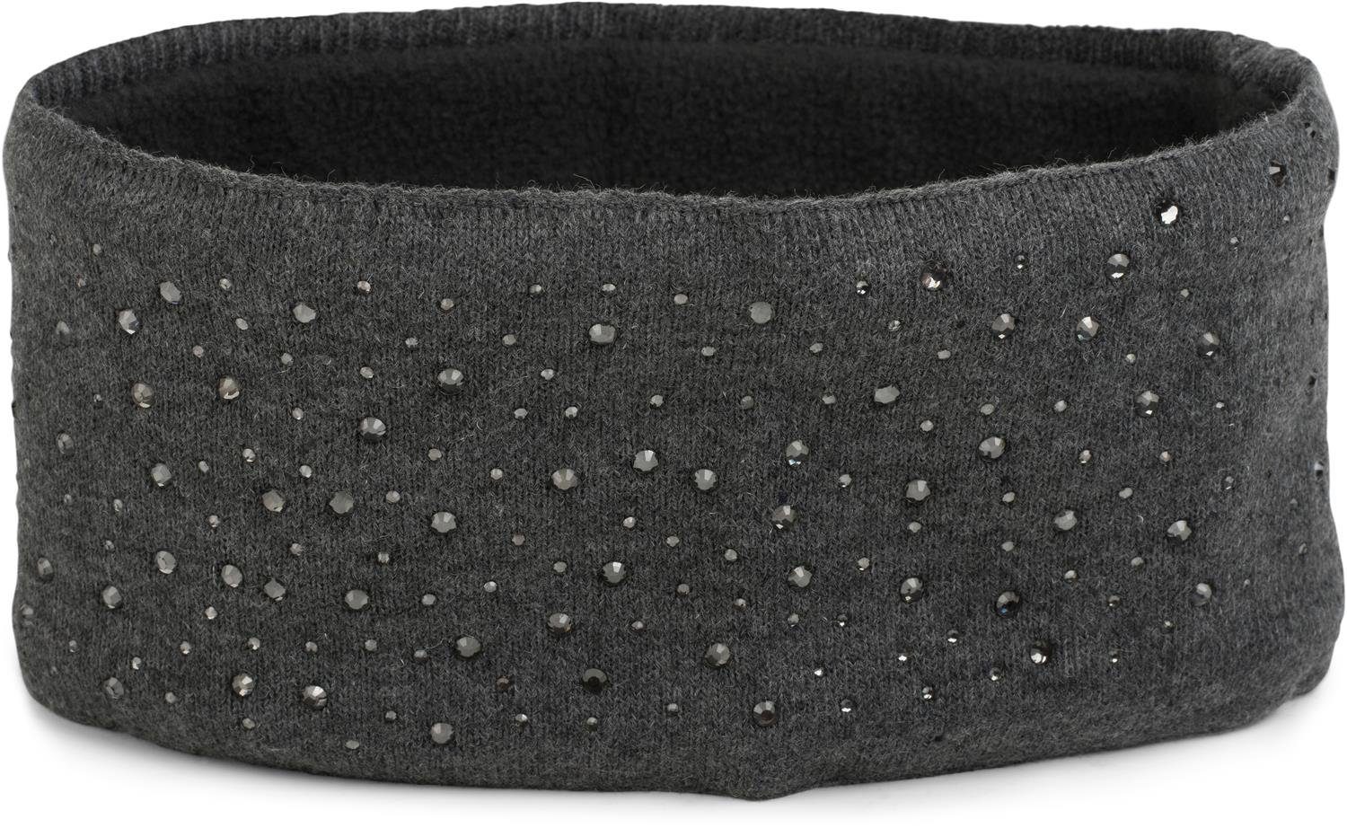 styleBREAKER Stirnband (1-St) Feinstrick Stirnband mit Strass Dunkelgrau