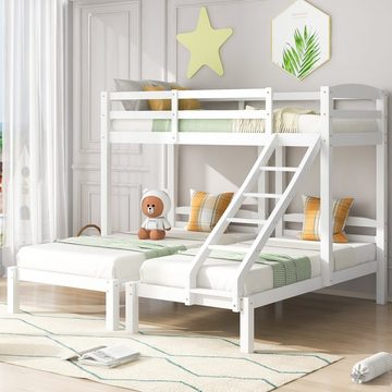 REDOM Kinderbett Dreierbett, Dreifaches Etagenbett mit Seitenleiter (Weiß (90x200cm), für Kinder und Jugendliche, Bequeme und solide Leiter