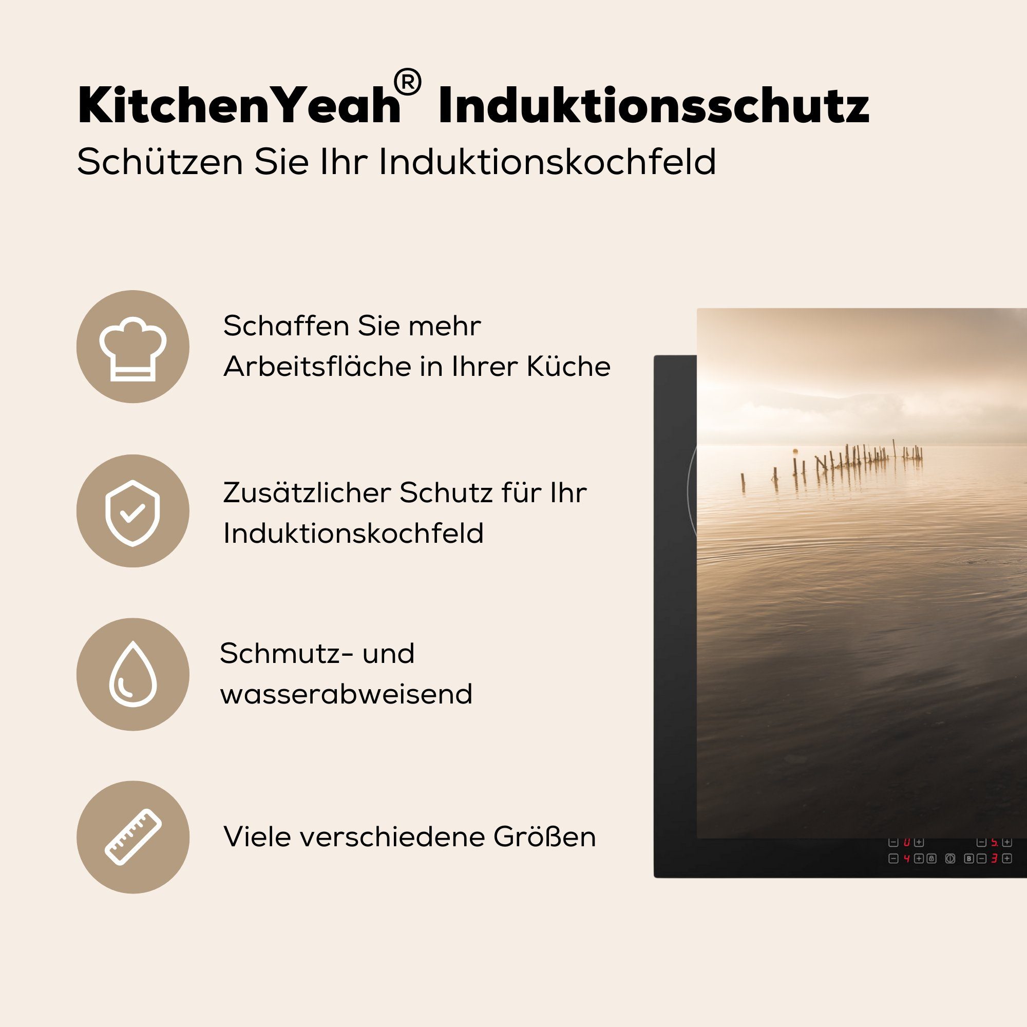 Wasser, Induktionskochfeld Vinyl, 81x52 die - für Schwäne Vogel tlg), - Schutz küche, Herdblende-/Abdeckplatte (1 MuchoWow cm, Ceranfeldabdeckung