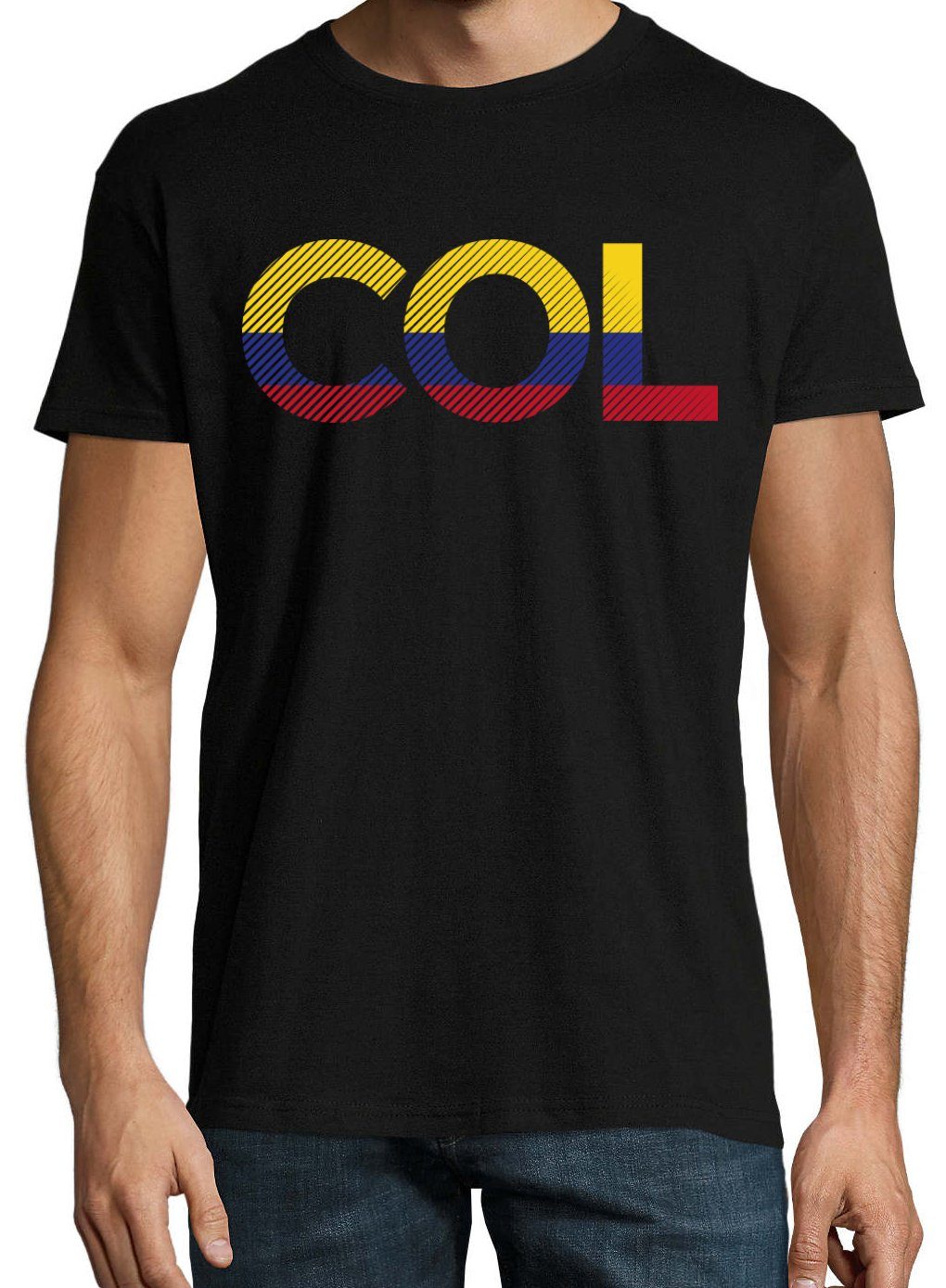 Look Designz Frontprint Youth T-Shirt T-Shirt im COL Kolumbien mit Fußball Herren Schwarz