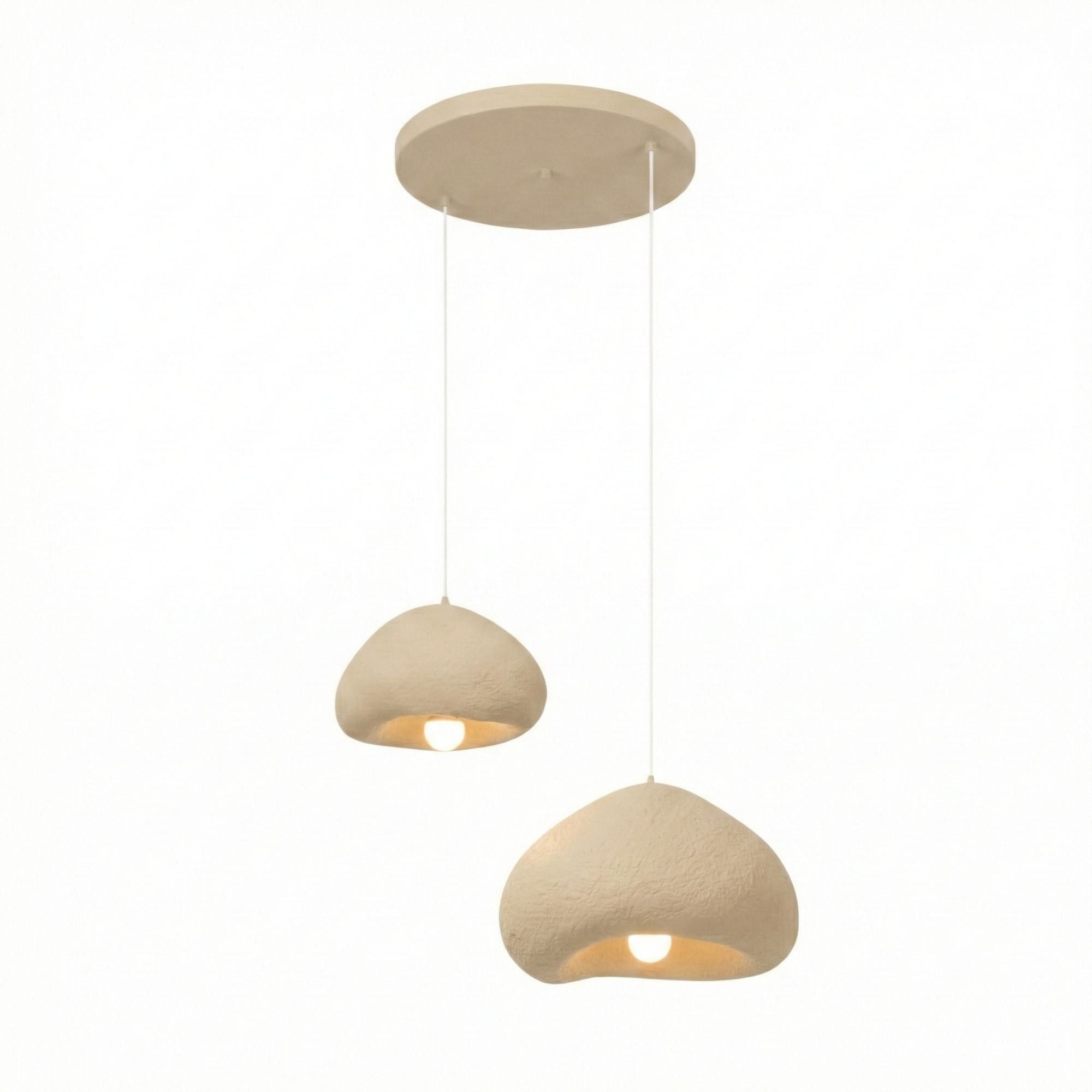 Opviq Kronleuchter, ohne Leuchtmittel, beige aus Metall mit Fiberglas-Schirm, E27