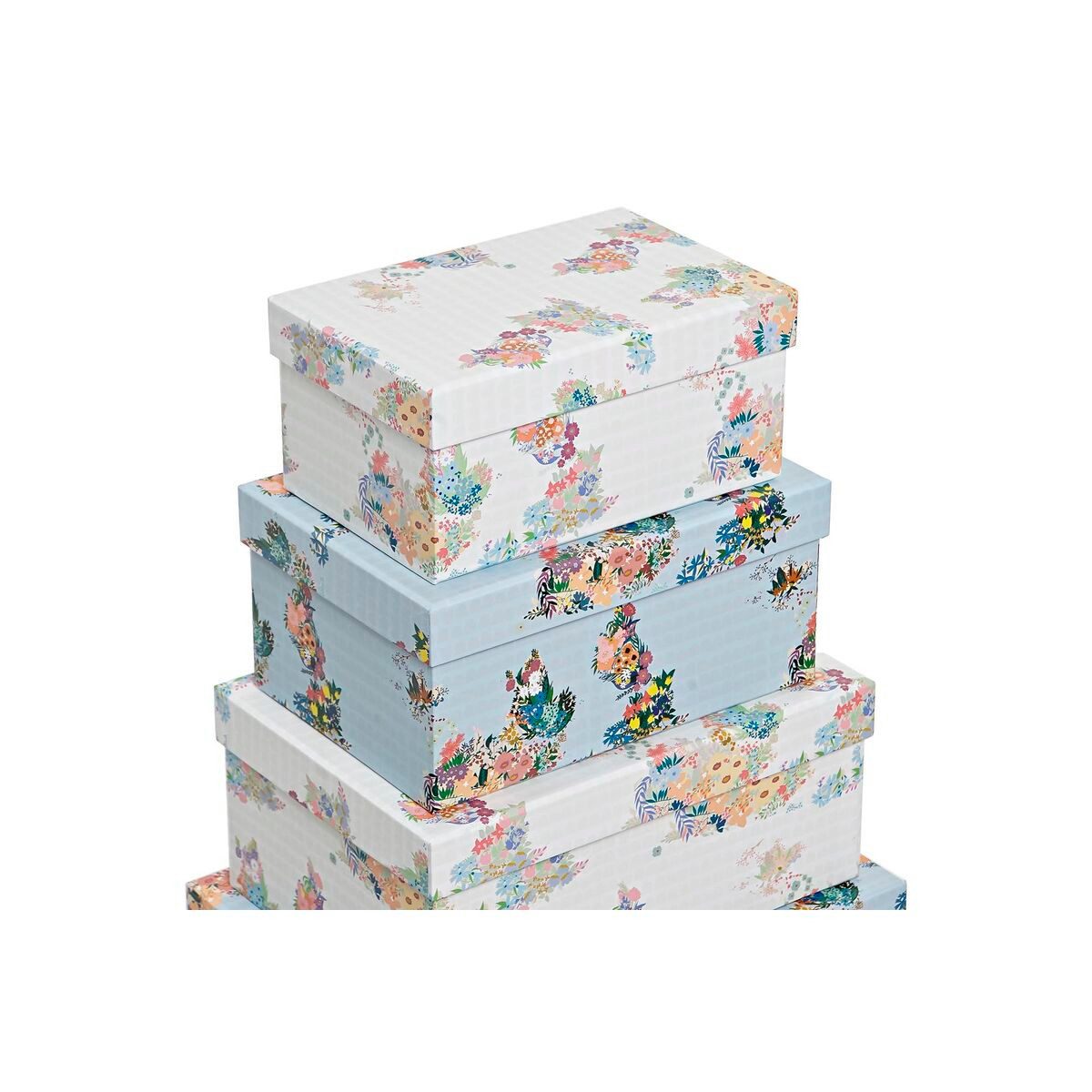 Thumbnail - DKD Home Decor Aufbewahrungsbox Dkd home decor Satz stapelbarer Organizerboxen DKD Home Decor Blau Wei