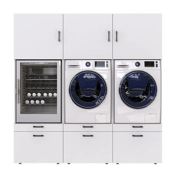 Roomart Waschmaschinenumbauschrank (Waschmaschinenschrank für Waschküche Mehrzweckschrank Trocknerschrank)