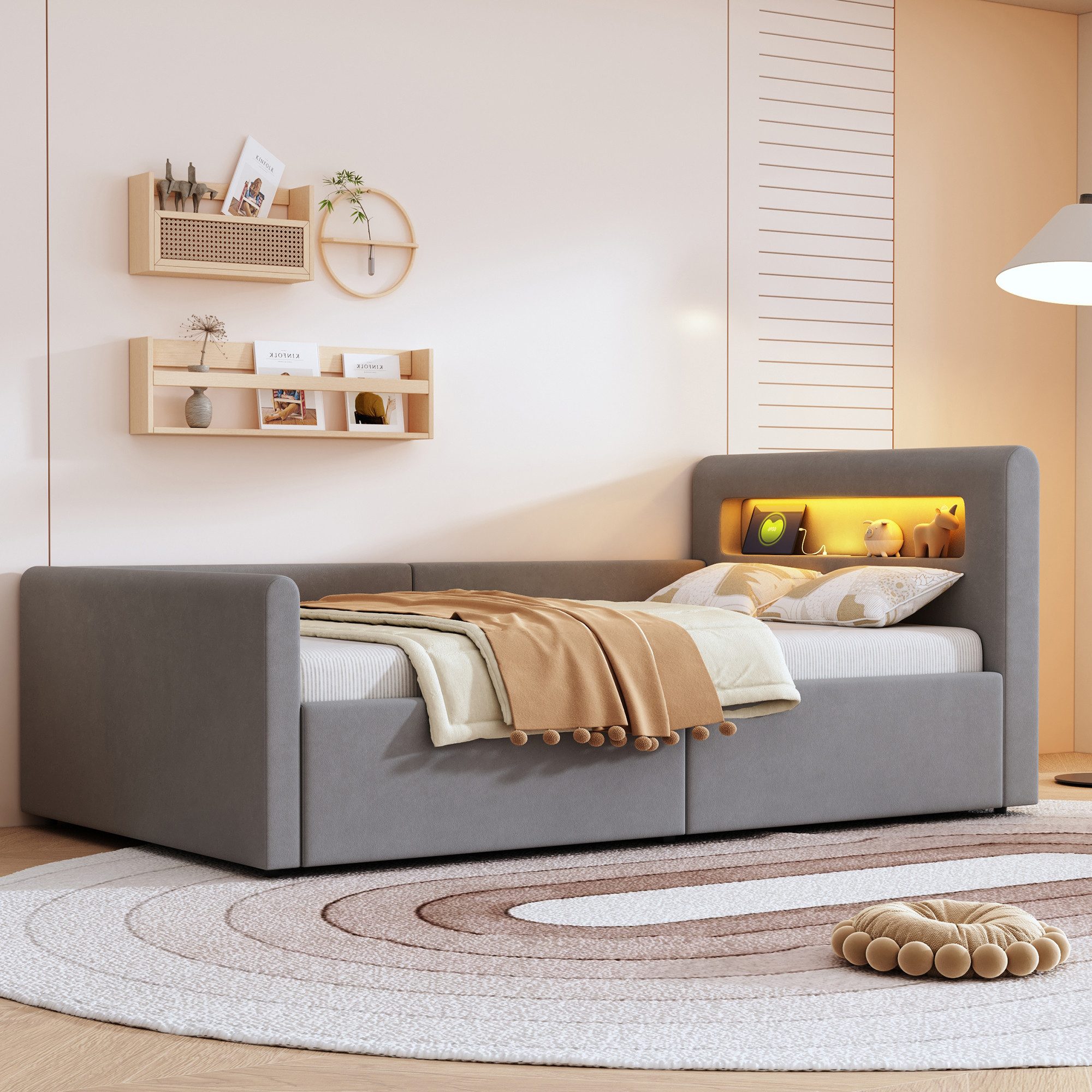 HAUSS SPOLE Polsterbett 90x200cm mit LED-Licht, günstig online kaufen