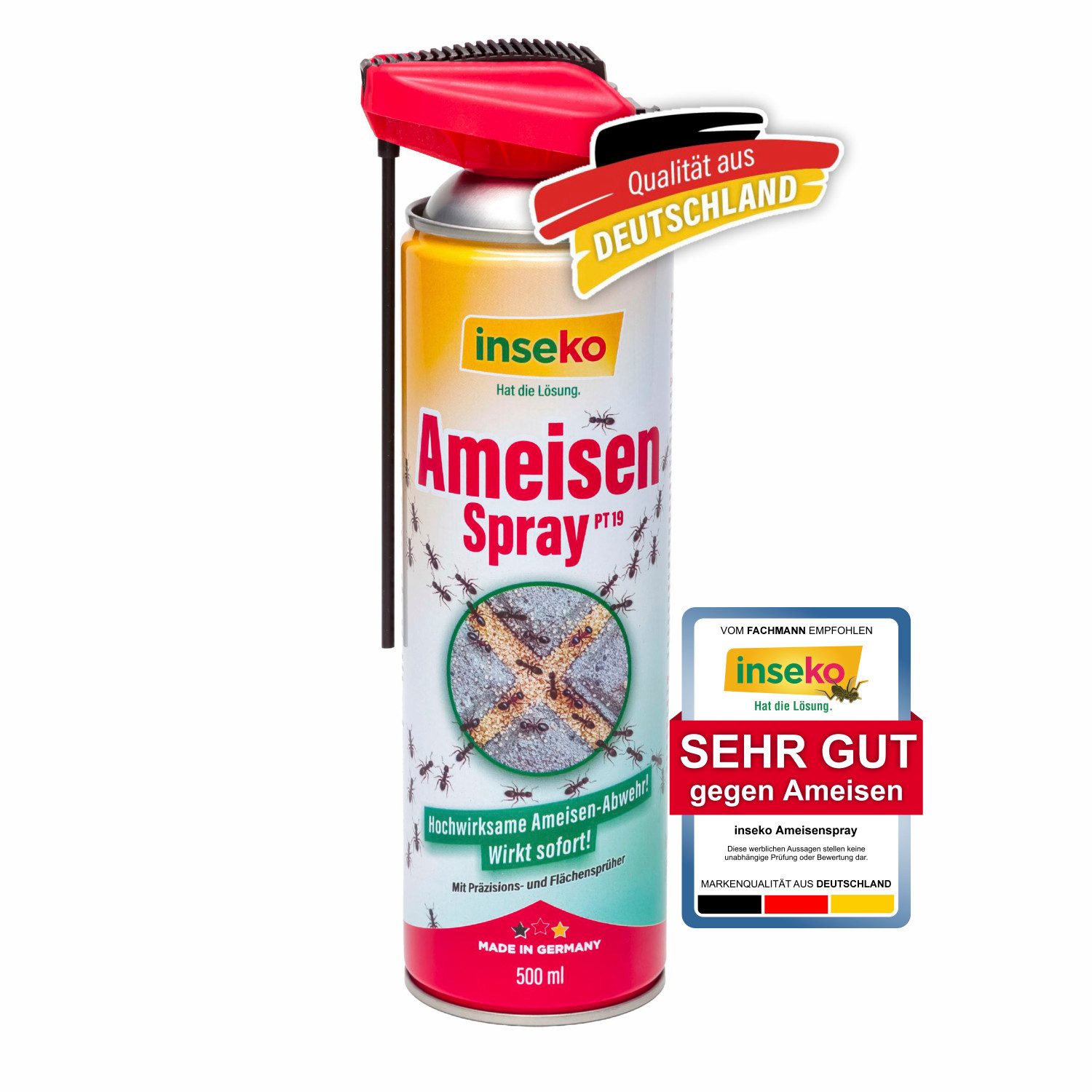 Inseko Insektenspray 1x inseko Ameisenspray 500 ml - effektive Sofortwirkung (PT19), 1-St., gegen Ameisen und Ameisennester