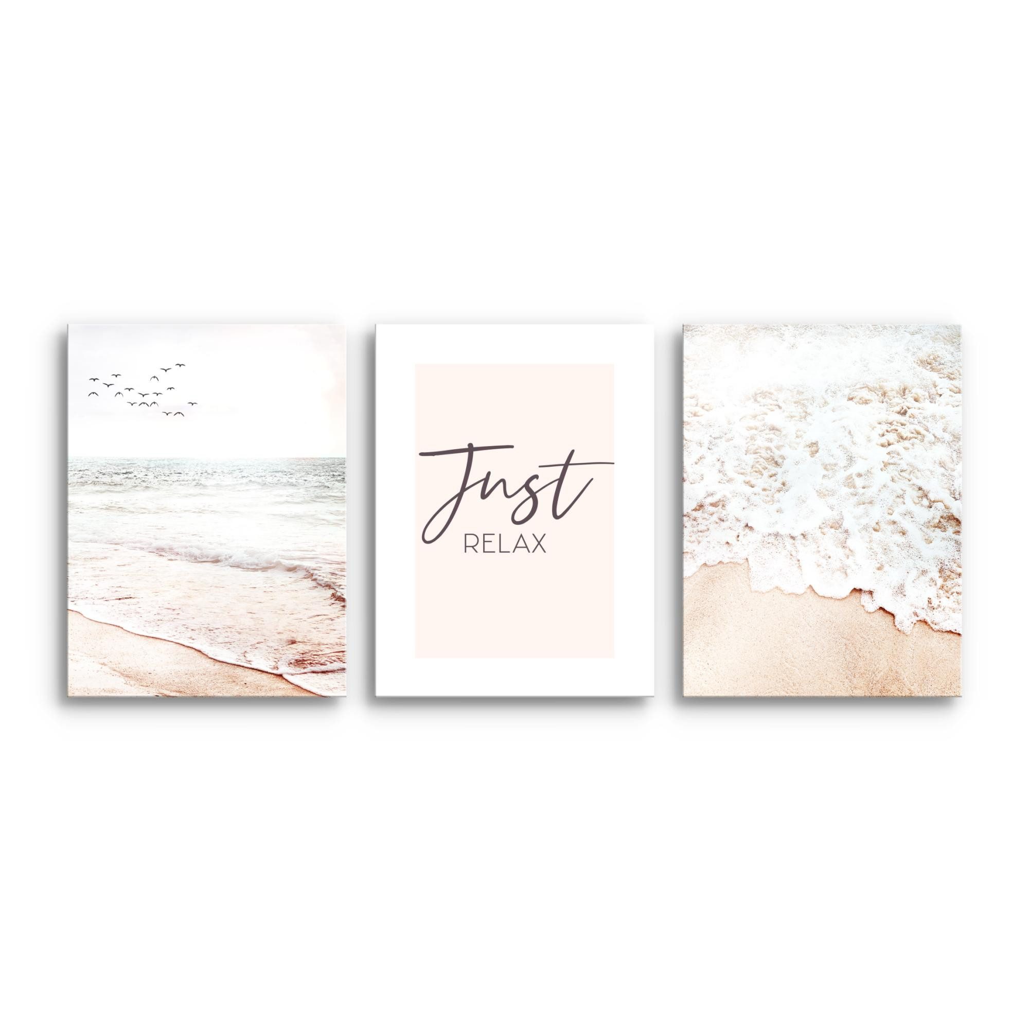 Novart Wandbild Wandbild Relax Meer Entspannung Bilder Set AUFHÄNGFERTIG, J günstig online kaufen