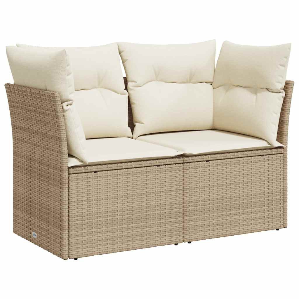 vidaXL Loungesofa Gartensofa mit Kissen 2-Sitzer Beige Poly Rattan, 1 Teile