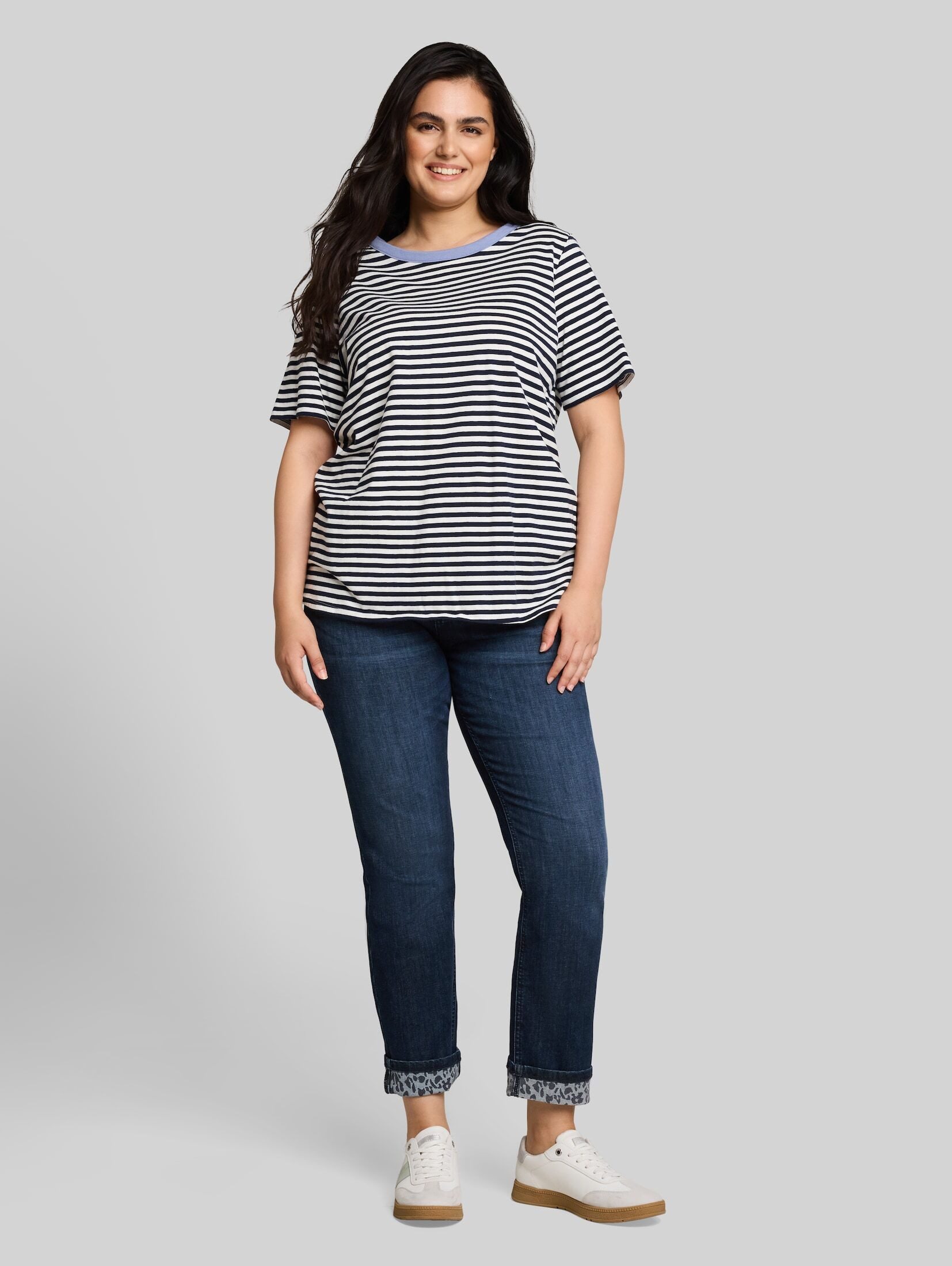 TOM TAILOR PLUS Slim-fit-Jeans Jeanshosen Plus Size - TTPLUS SLIM Jeans mit Leo-Print im Umschlag
