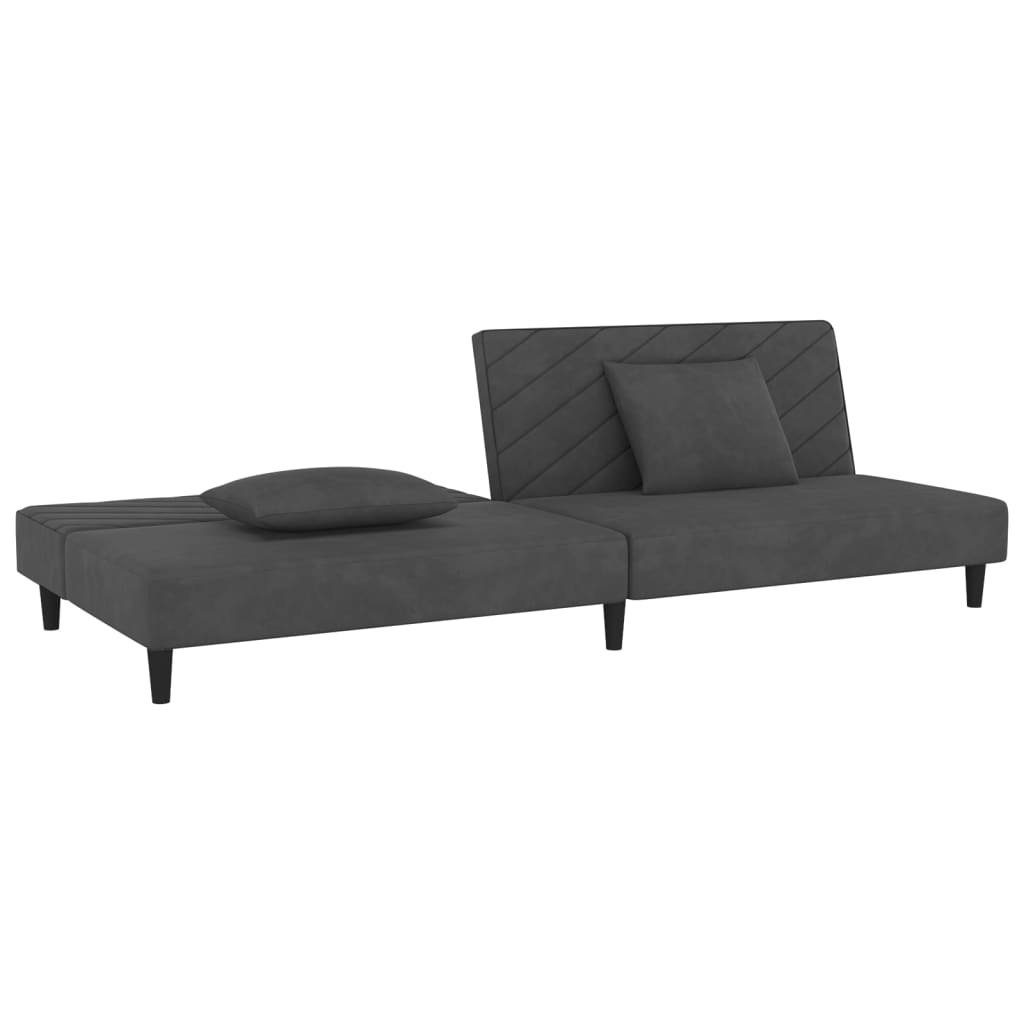 Schlafsofa vidaXL mit 2-Sitzer Sofa 2 Samt Dunkelgrau Kissen