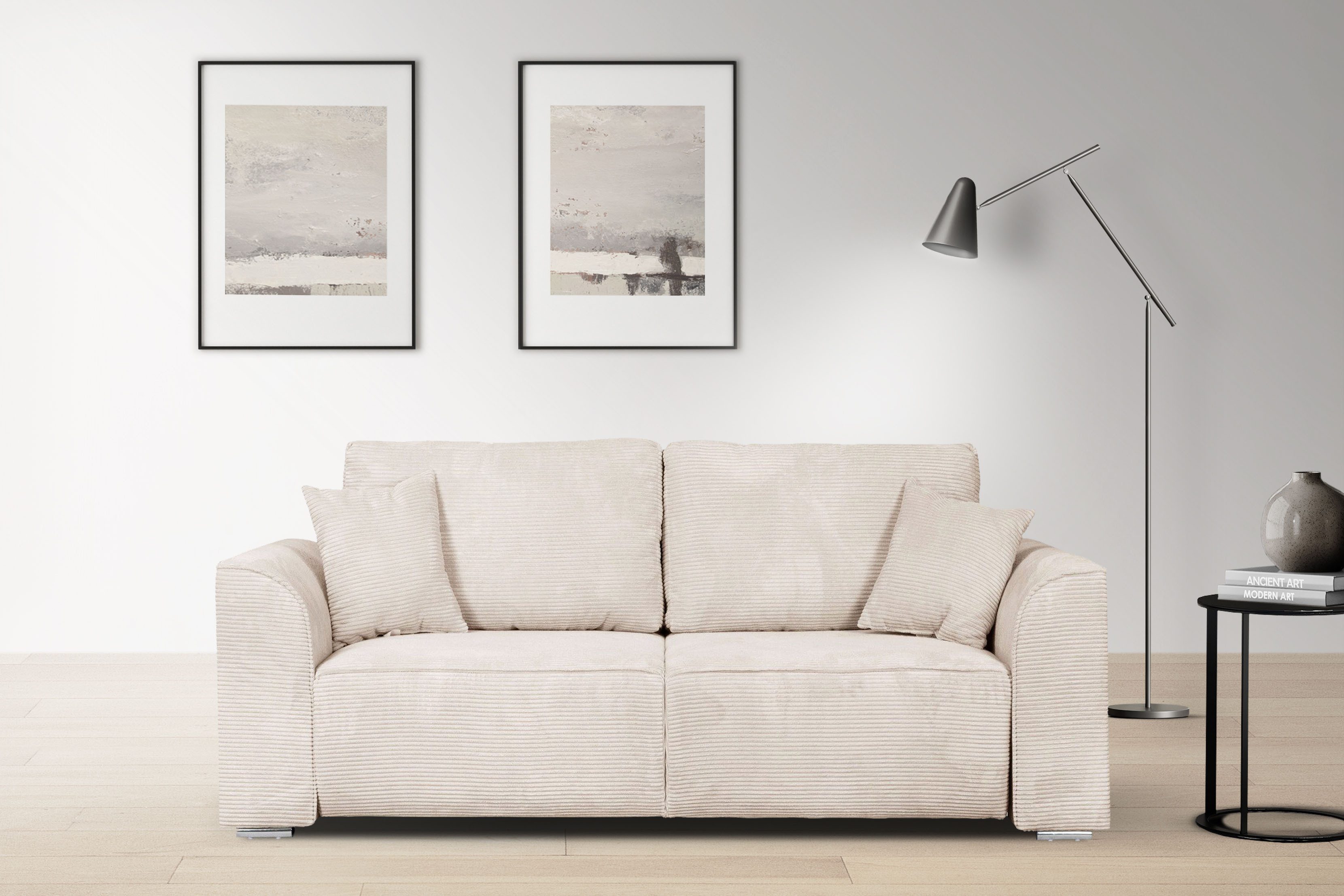 OTTO home 2-Sitzer BEATRICE, erhältlich in trendigen Stoffoptionen, B/T/H: 143/73/92 cm, In hochwertiger Verarbeitung, incl. 2 großen Zierkissen in Korpusfarbe