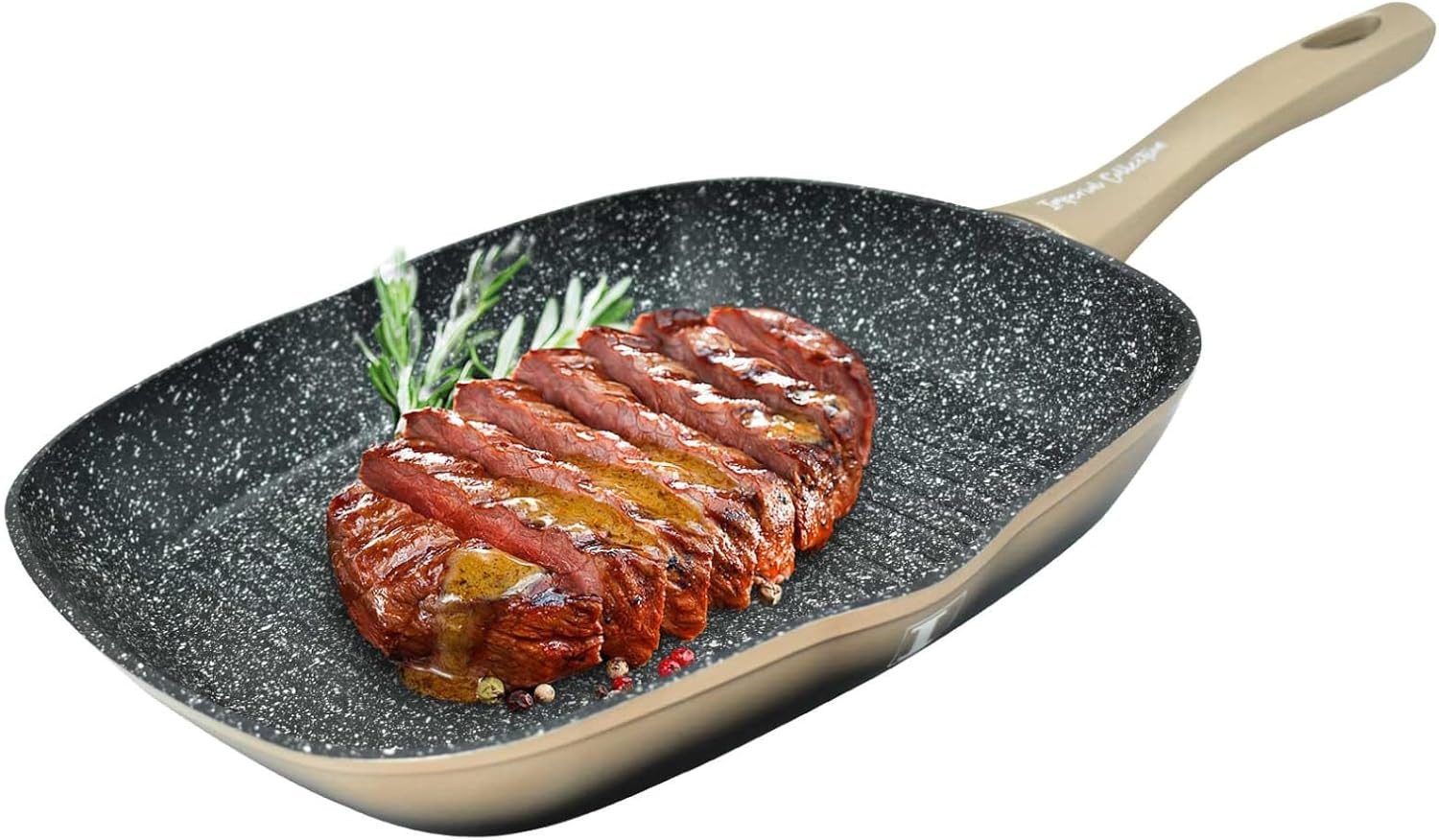 Kitchen Pro + Grillpfanne Premium, Aluminium, Hochleistungs-Antihaftbeschichtung, Beidseitiger Ausguss