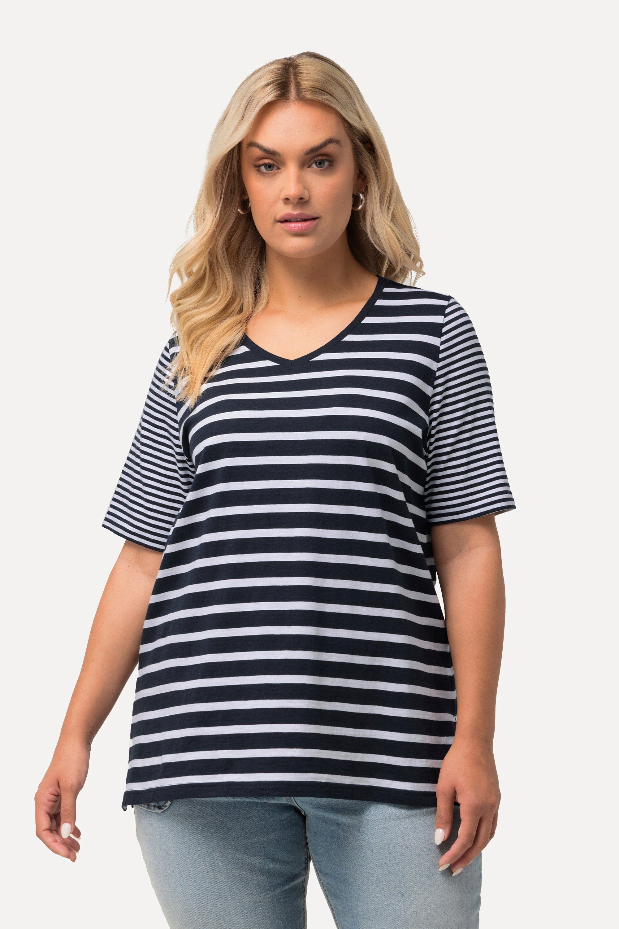 Ulla Popken T-Shirt Shirt Ringelmix A-Linie günstig online kaufen
