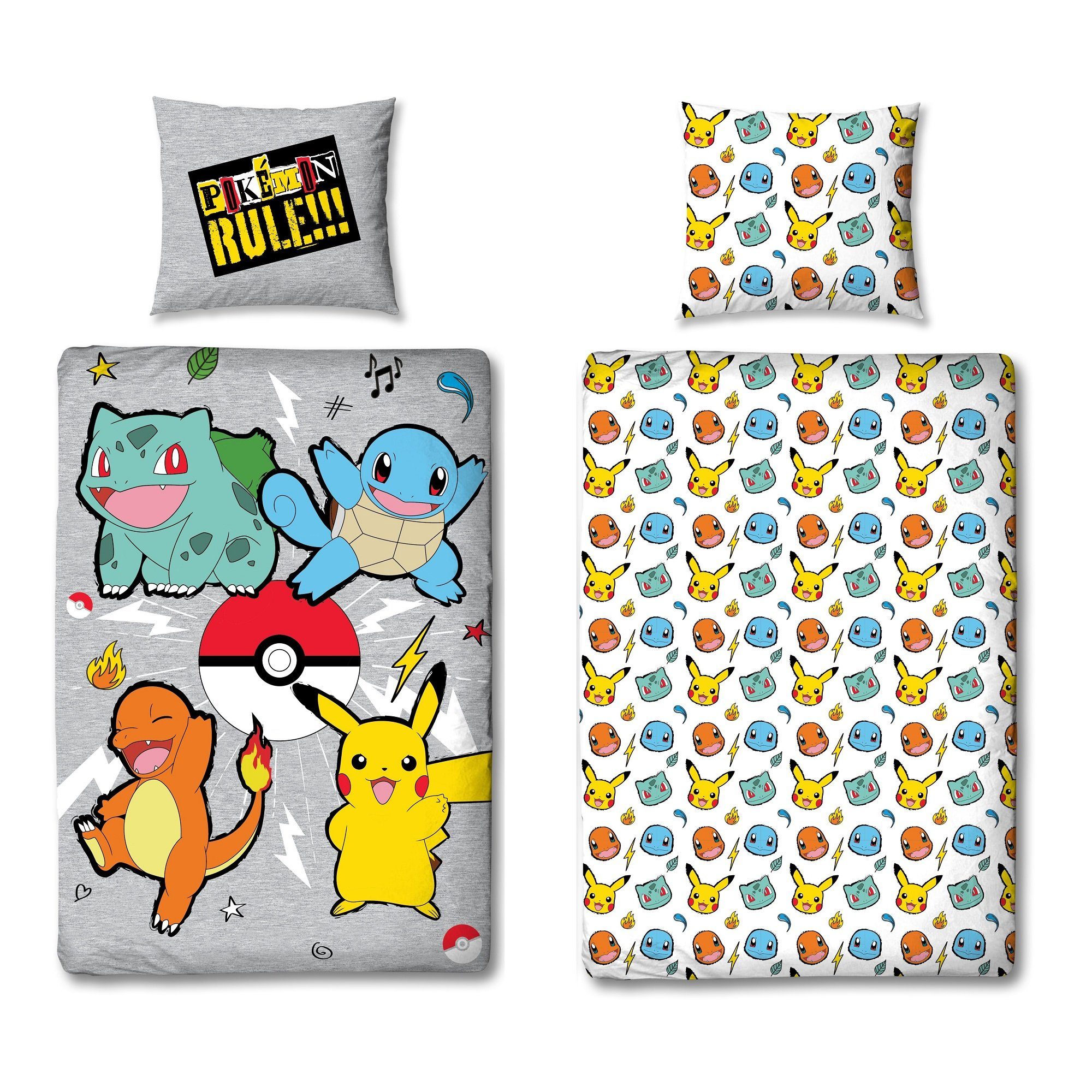 Familando Kinderbettwäsche Pokemon "Rock" 135x200 80x80 cm aus 100% Baumwol günstig online kaufen