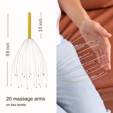 Purava Massagegerät 20-Finger-Kopfmassagegerät - Kopfkrauler, 2-tlg., Stressabbau