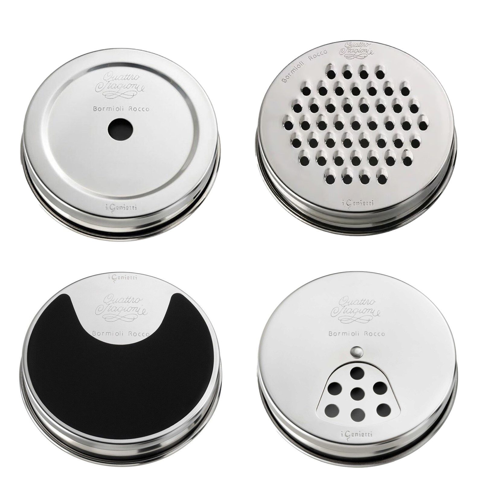Bormioli Rocco Einmachglas Bormioli Rocco Quattro Stagioni – Gläser & Edelstahlaufsätze, Edelstahl, (1-tlg), Frisch reiben direkt ins Glas – ideal für Käse, Nüsse & Co.