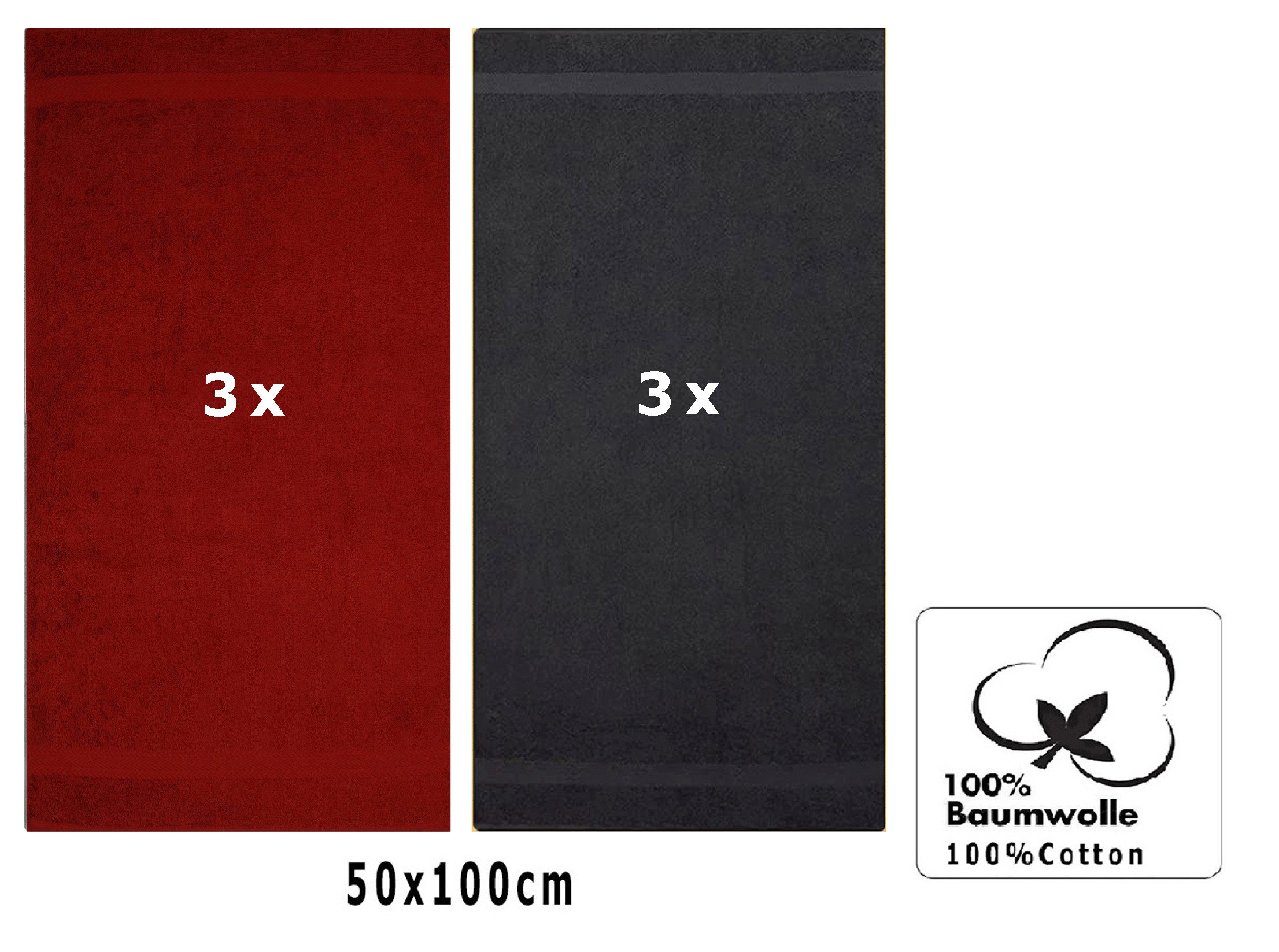 Betz Handtücher 6 Stück Handtuch Set 50 x 100 cm Premium Farbe rubinrot/Gra günstig online kaufen