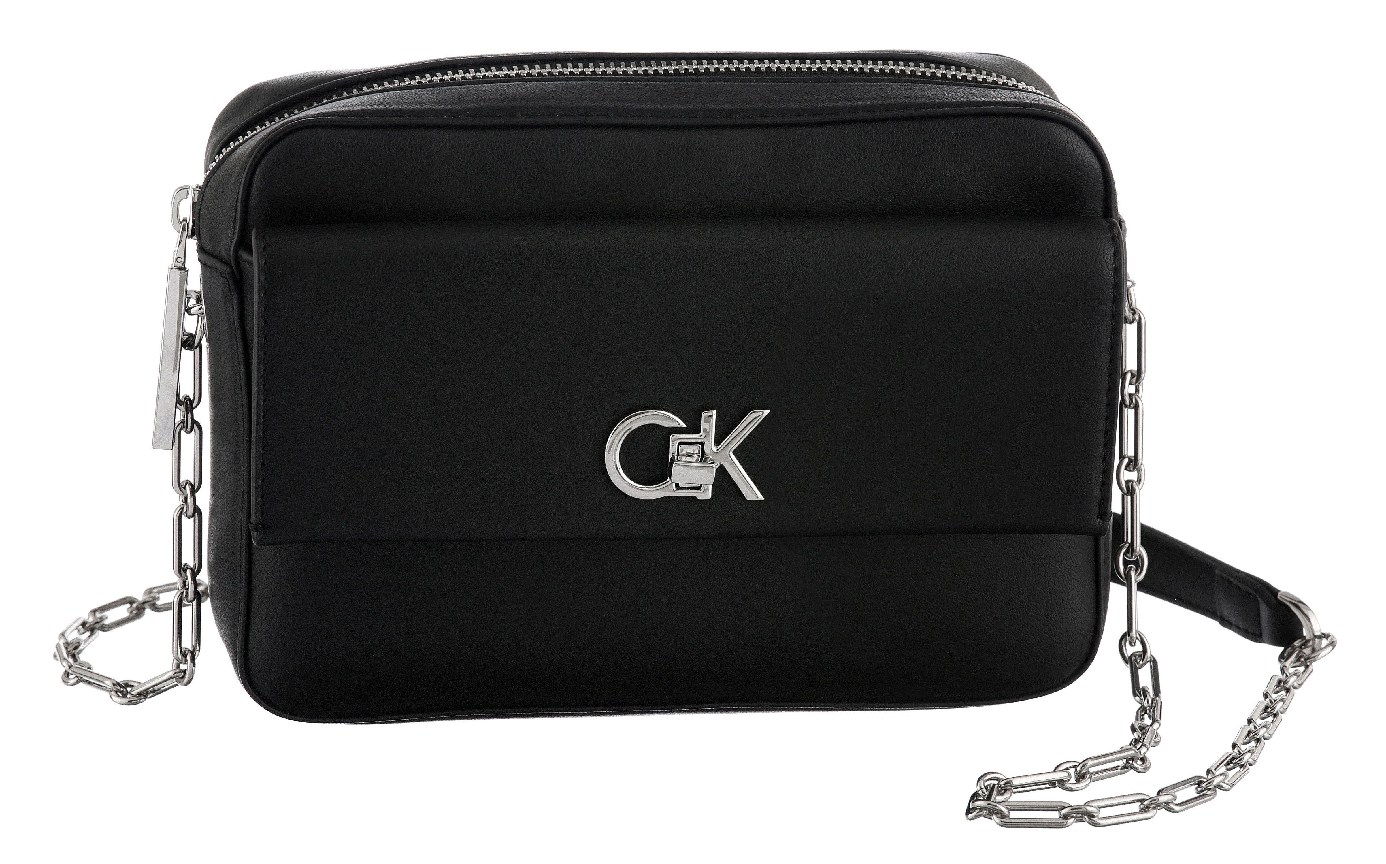 Calvin Klein Mini Bag CK RE-LOCK POCKET CAMERA BAG, kleine Umhängetasche, Damen Schultertasche mit Zierkette