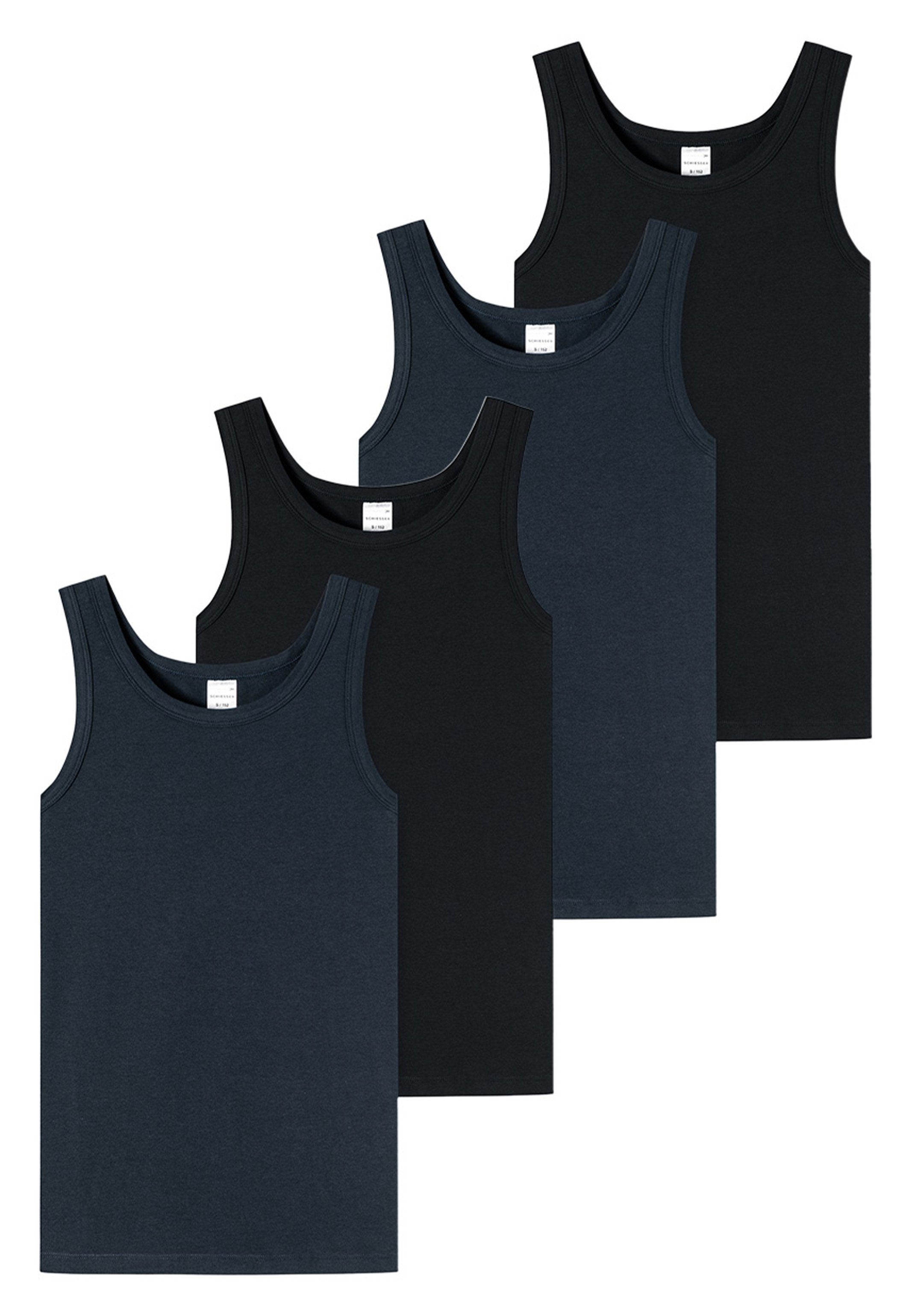 Verkauf 2024 Schiesser Unterhemd Baumwolle Tanktop - - Halsausschnitt Unterhemd / Cotton 4-St) - (Spar-Set, Pack 901 / Schwarz Dunkelblau Organic 95/5 4er Runder