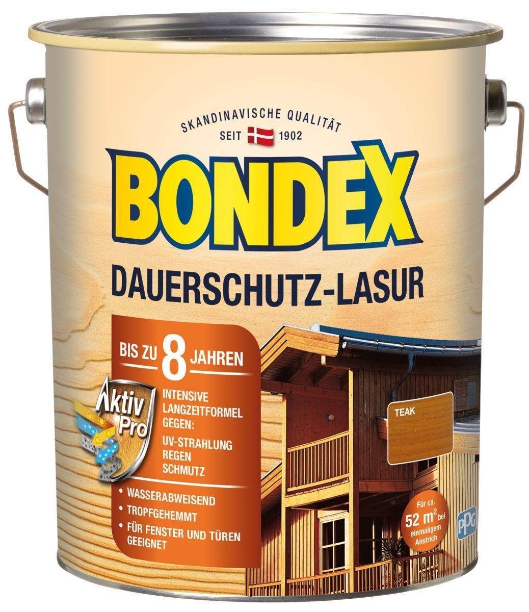 Bondex Holzschutzlasur BONDEX Dauerschutz-Lasur Außen, Holzfarbe, wetterschutz, 4 l, Teak