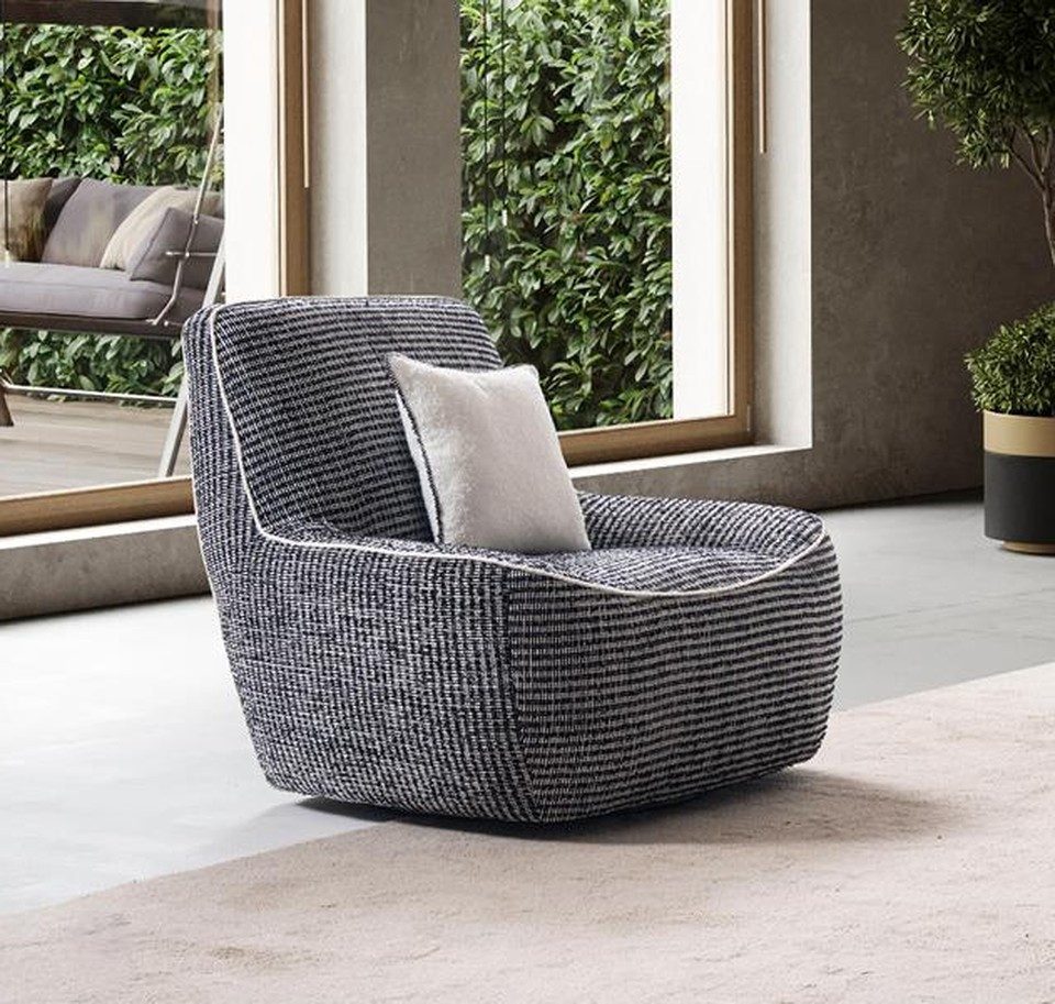 Xlmoebel Sessel Designer Luxus Einsitzer Grau Textil für Lounge-Bereich (1-St., Einsitzer), Made in Europa