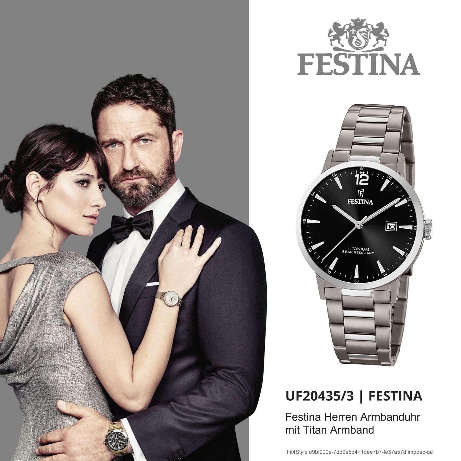 rund, (ca. Herrenuhr Uhr, silber, groß Quarzuhr Titanarmband Titan 40mm) Herren Festina Festina