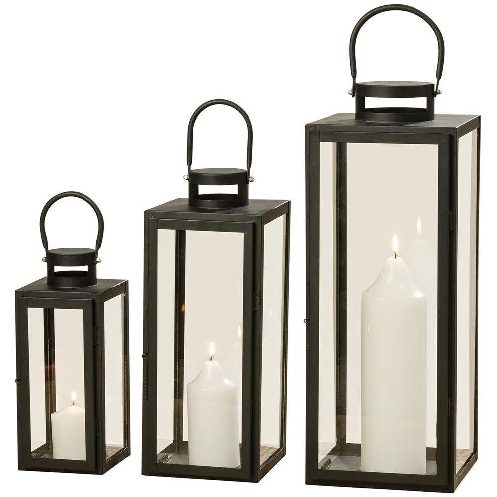 BOLTZE Kerzenlaterne Arana, 3er Set, Schwarz, aus Metall, Skandinavisches D günstig online kaufen
