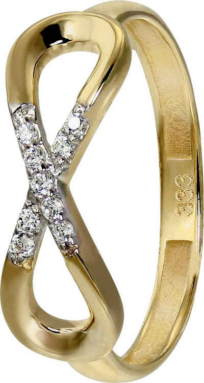 GoldDream Goldring »GoldDream Gold Ring Infinity Gr.56« (Fingerring), Damen Ring Infinity aus 333 Gelbgold - 8 Karat, Farbe: gold, weiß