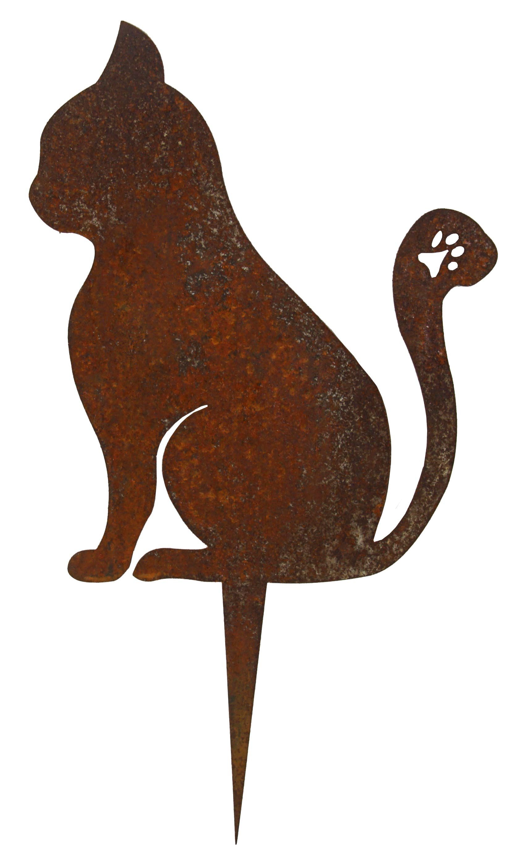 Lünemann Gartenstecker Elegante Katzen-Silhouette in Rostoptik ausgestanzte Pfote