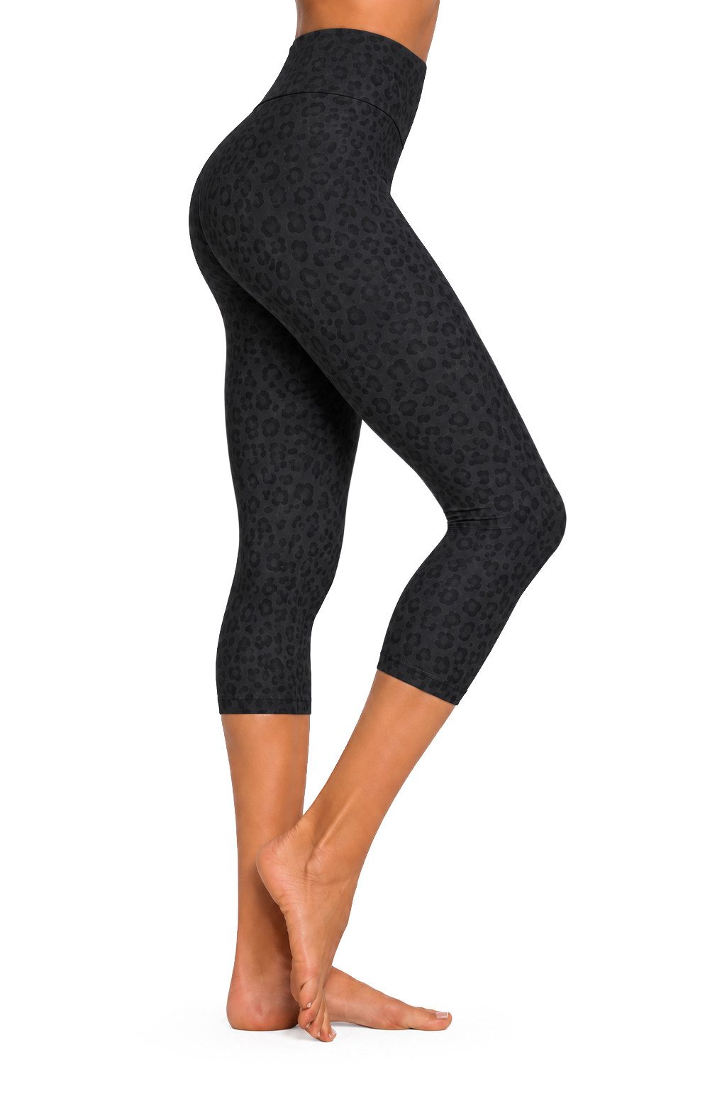 Smilodox Leggings Velvara, Capri Hose mit Leo-Muster, High Waist, für Gym & Laufen Leo-Print, 4-Wege-Stretch, blickdicht, schnelltrocknend