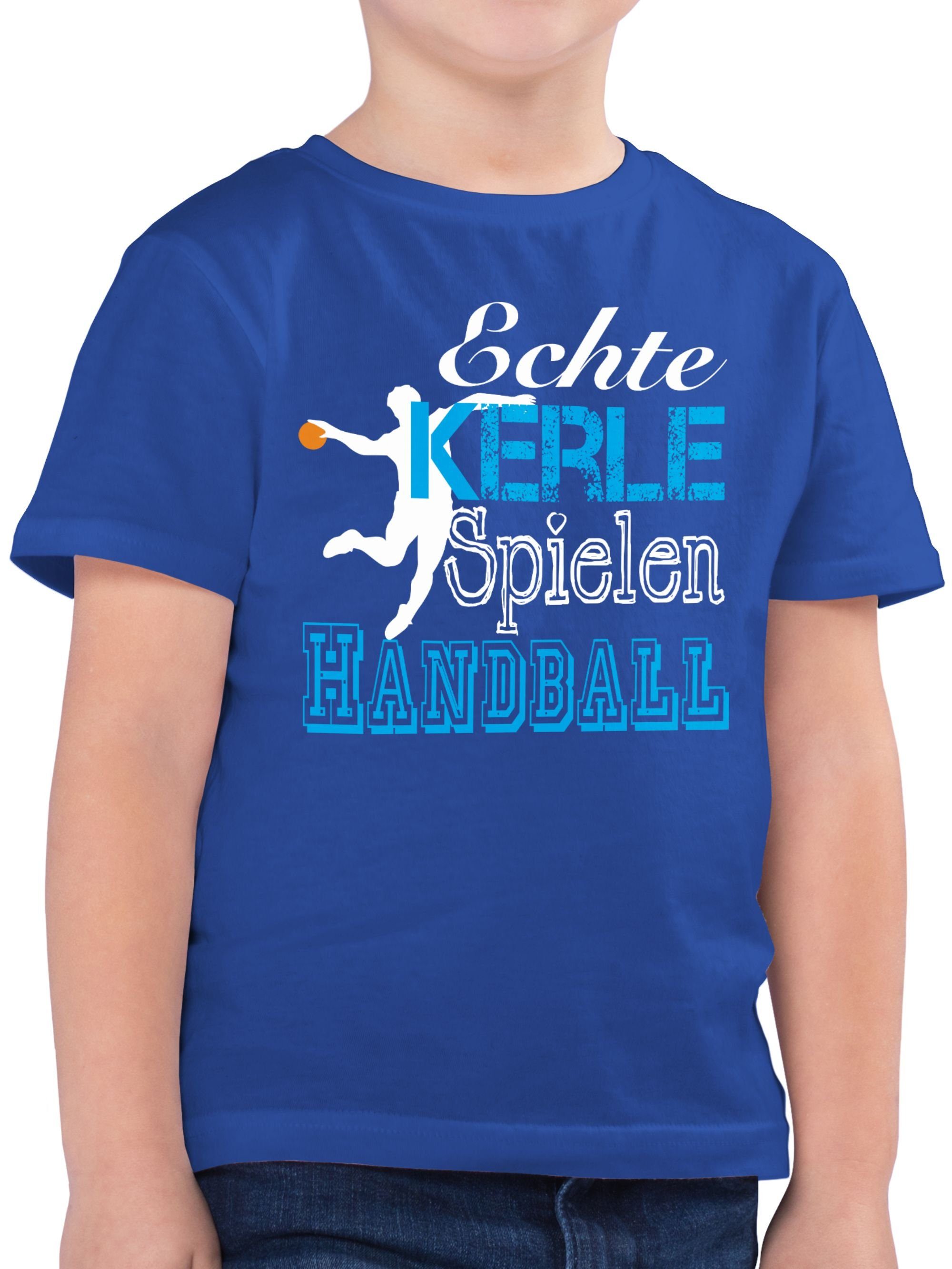 Echte Kinder Royalblau T-Shirt Kleidung Spielen Handball Kerle Shirtracer Sport 3 weiß