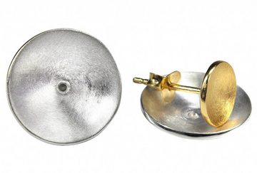 SILBERMOOS Paar Ohrstecker 2-in-1 Ohrstecker-Kombi mit konkaven Kreisen, 925 Sterling Silber