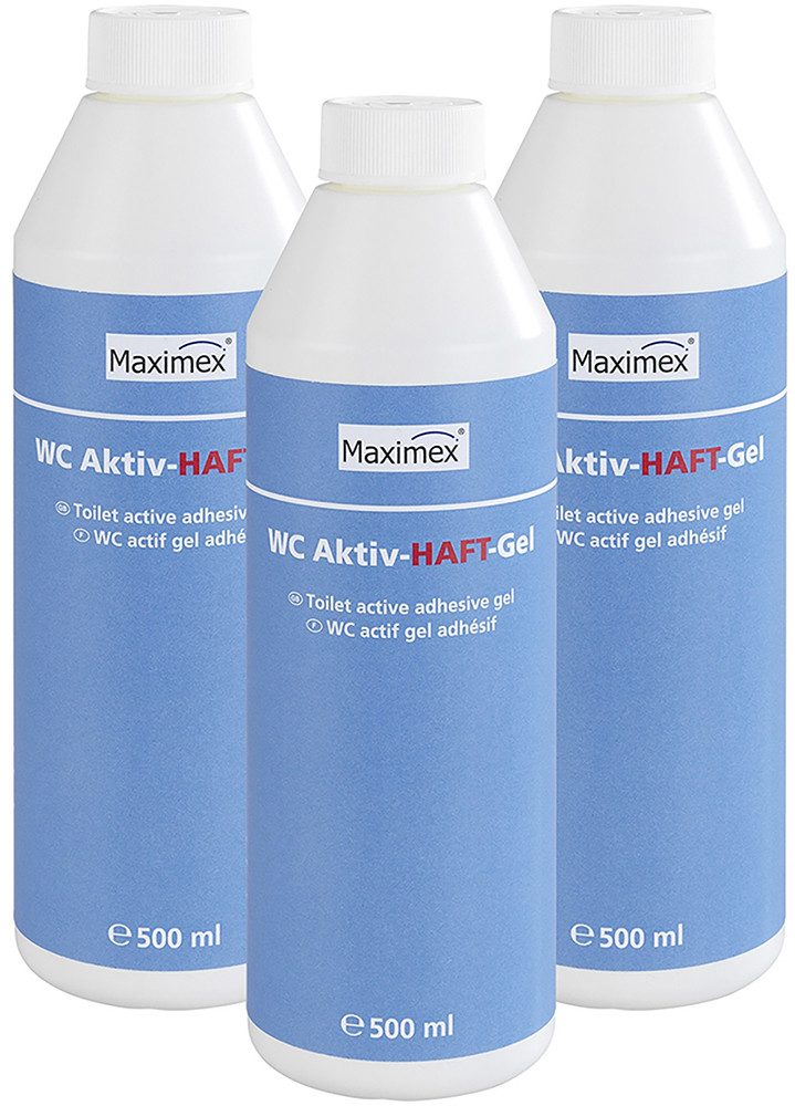 Maximex Aktiv-Haftgel WC-Reiniger (Set, [- 3x500 ml, flüssiger WC-Reiniger für hygienische Sauberkeit, Ozean-Duft)