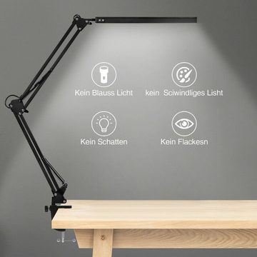 Bothergu LED Tischleuchte, 10 W, faltbare Architekten-Tischlampe mit Klemme, Metallschwenkarm