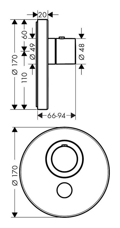 Thumbnail - hansgrohe Unterputzarmatur Axor ShowerSelect Thermostat Highflow rund für 1 Verbraucher Unterputz