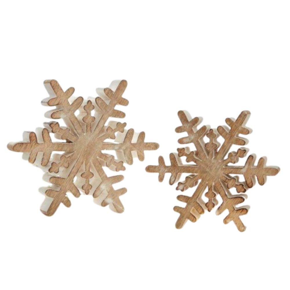 Home-trends24.de Weihnachtsfigur Holz Deko Schneeflocken Weihnachtsdeko Figur Set Fensterdeko 2er Set