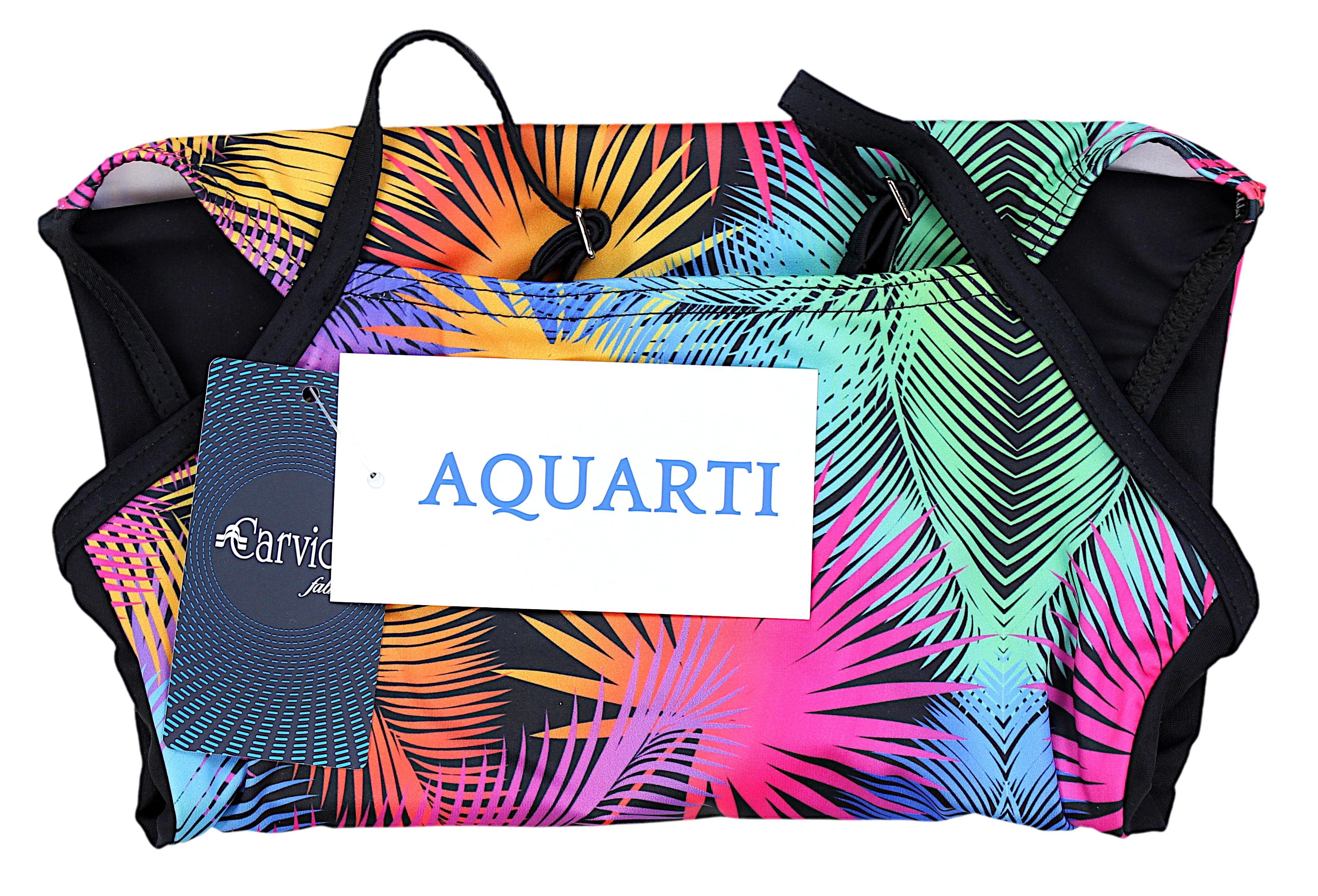Aquarti Badeanzug Aquarti / mit Schwarz Mädchen / Orange Streifen Bunte Badeanzug / Spaghettiträgern Pink Blätter