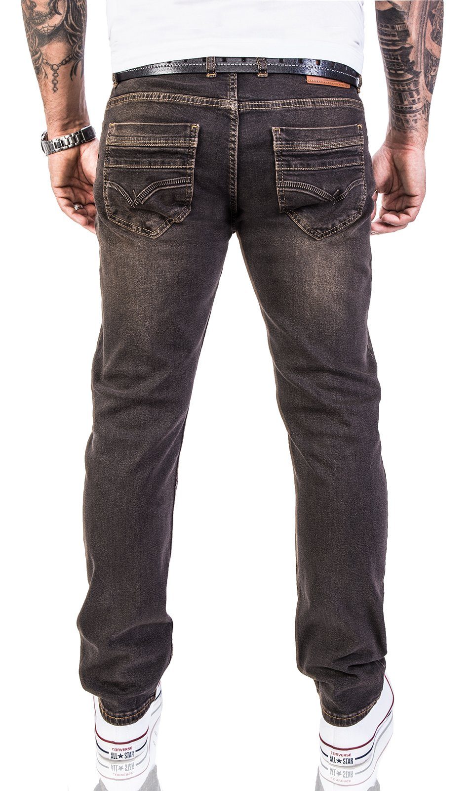 Lorenzo Loren Regular-fit-Jeans Herren Jeans Regular Fit Dunkelgrau LL-326 – Bild 3 von 3