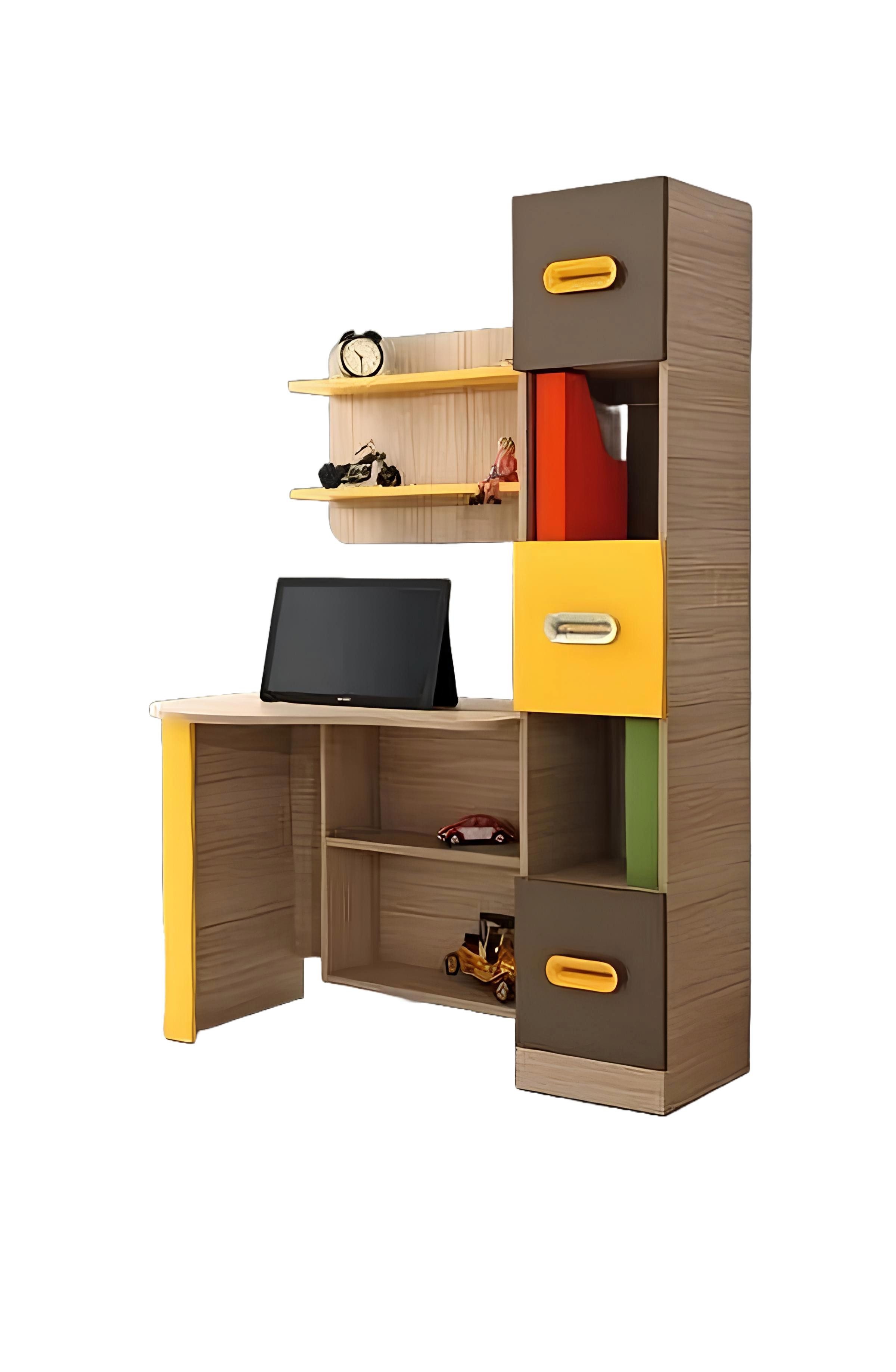 Xlmoebel Schreibtisch Funktionaler Büroschreibtisch mit modernem Regaldesign in Gelb (Schreibtisch), Hergestellt in Europa