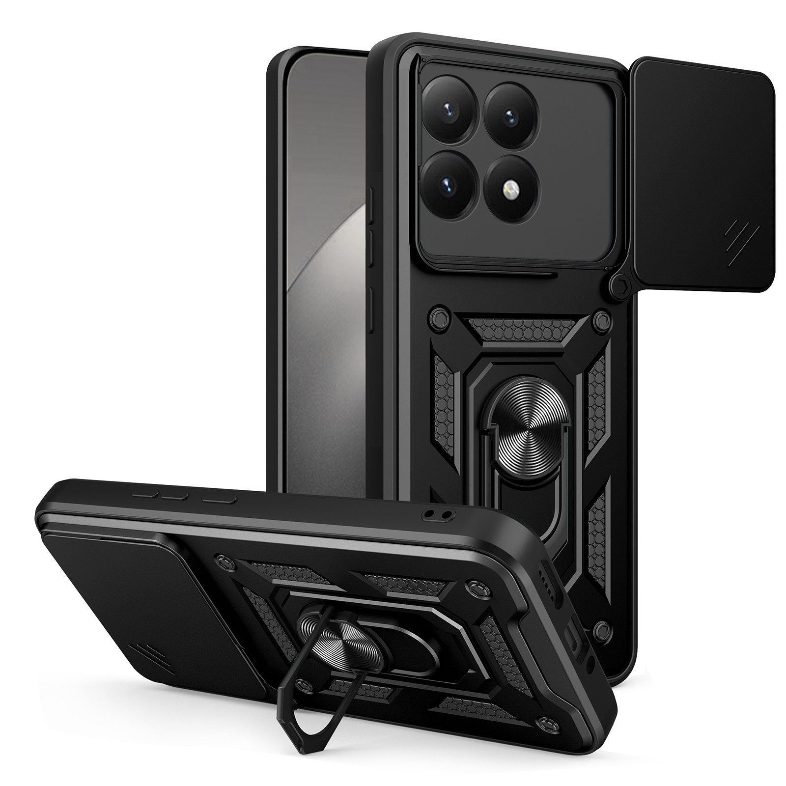 betterfon Handyhülle Panzerhülle für Xiaomi 15T Handyhülle Kameraschutz und Ringhalter, Outdoorhülle mit Smartstand Kameraschutz und Silikonkern