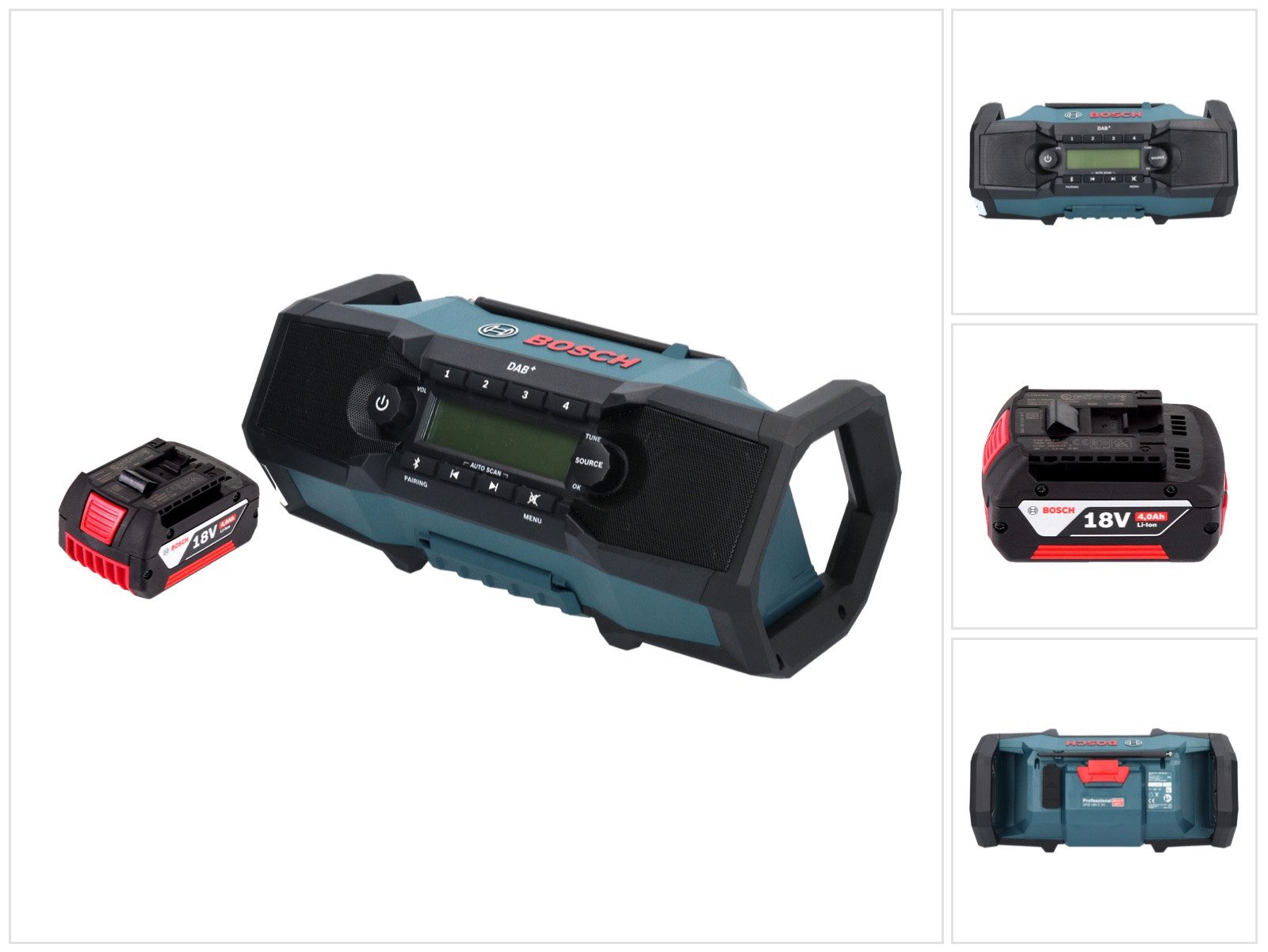 Bosch Professional GPB 18V-2 SC Professional Akku Baustellenradio 18 V DAB+ Bluetooth AU Baustellenradio