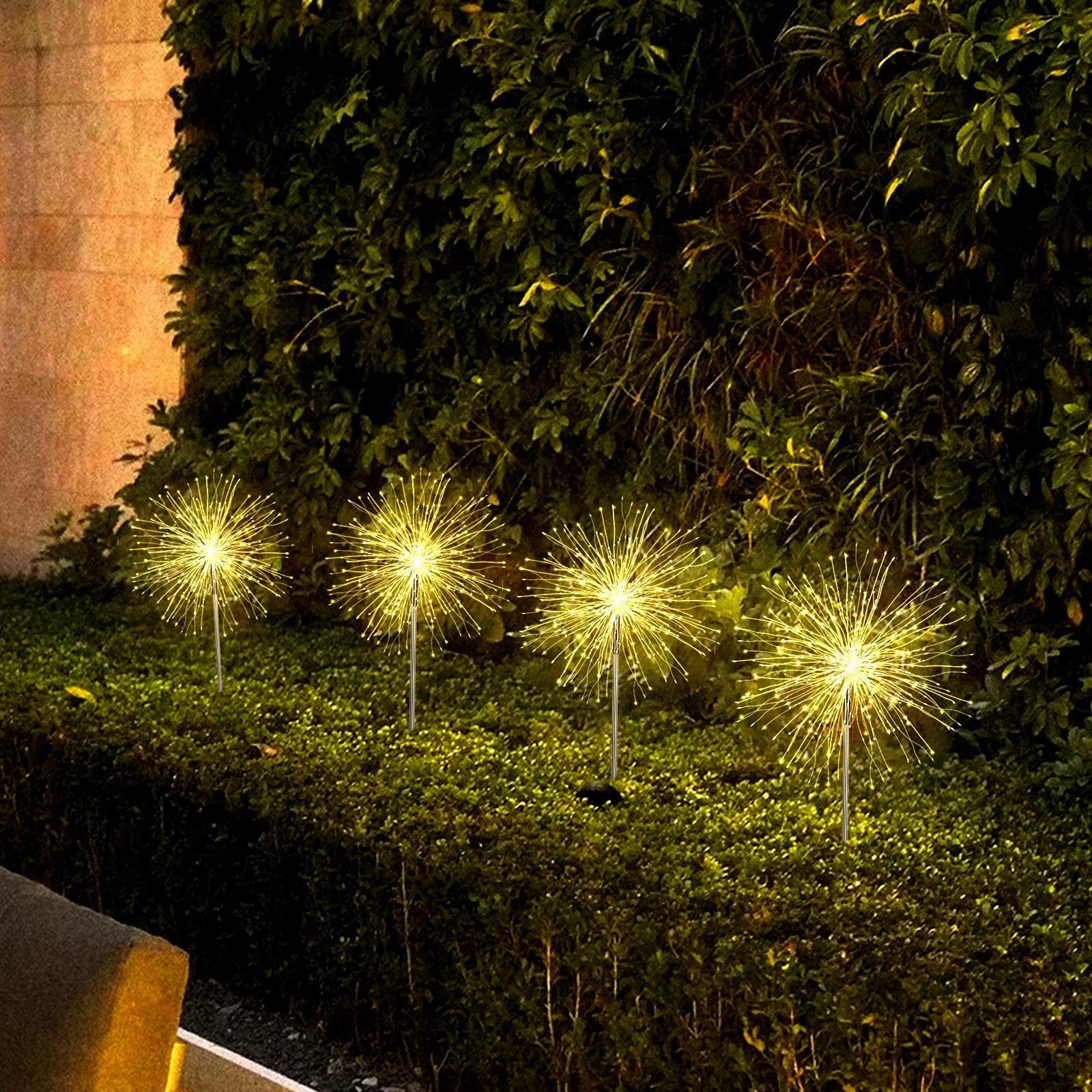 Salcar LED Solarleuchte LED Solarleuchte 2x 180 LEDs Solarlampe Feuerwerk Lichter, Warmweiß, 8 Modi LED Lichterkette Automatische Beleuchtung – Bild 2 von 5