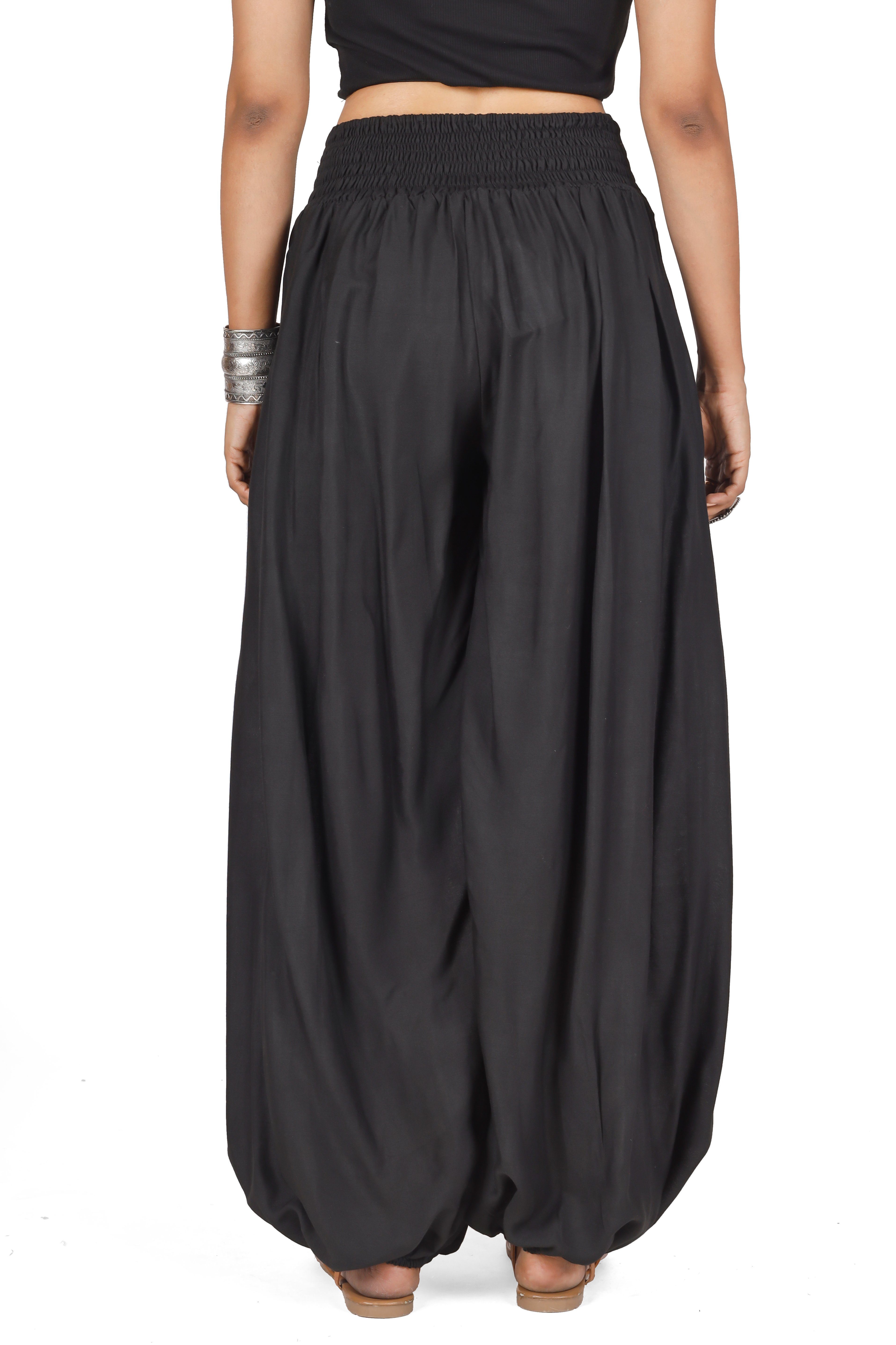 Guru-Shop Relaxhose Boho Pluderhose, Muckhose, Haremshose - schwarz Ethno Style, alternative Bekleidung