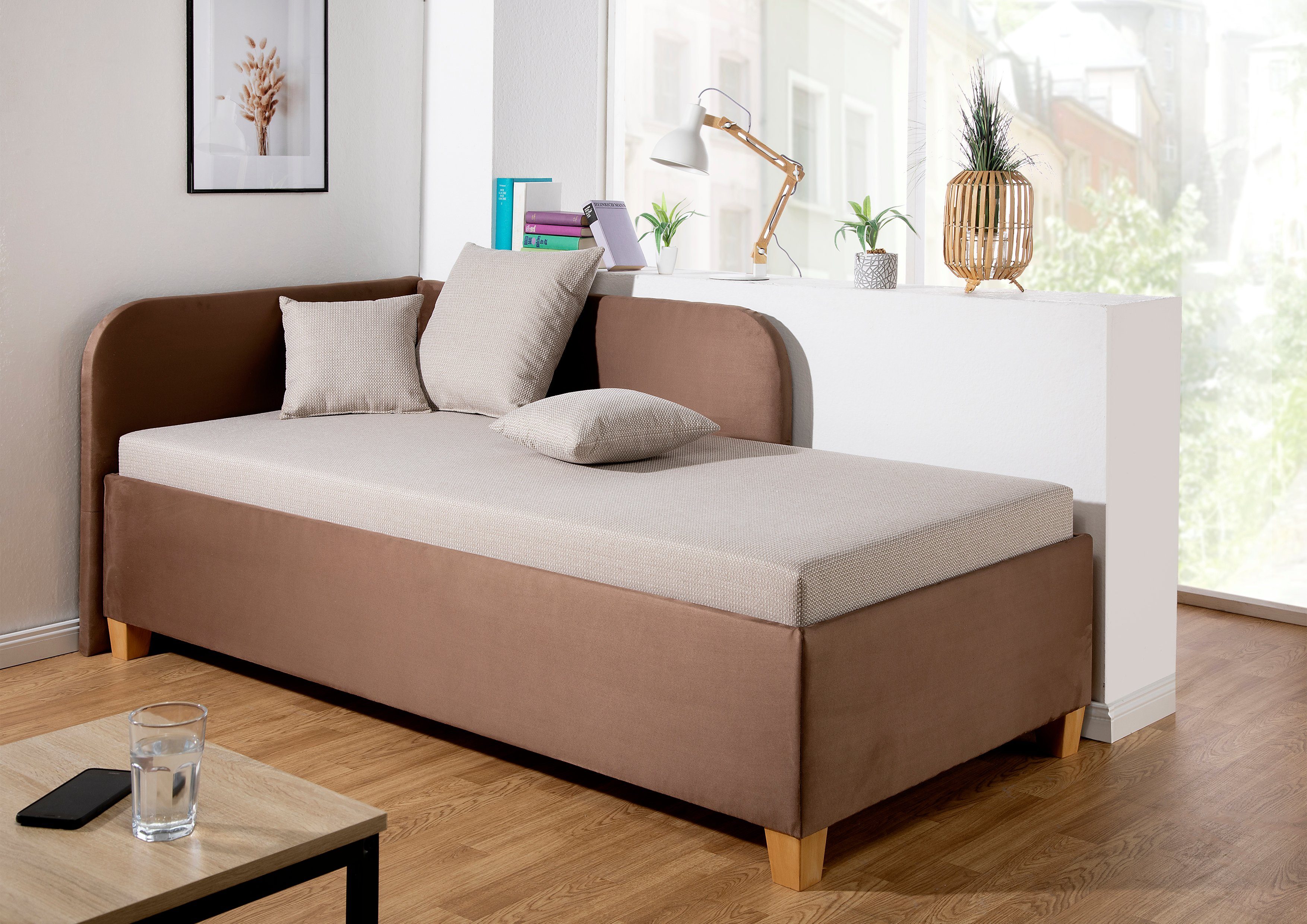 Maintal Polsterliege Aolana, mit Bettkasten, in 2 Breiten, Federkern- oder Bonellmatratze wählbar