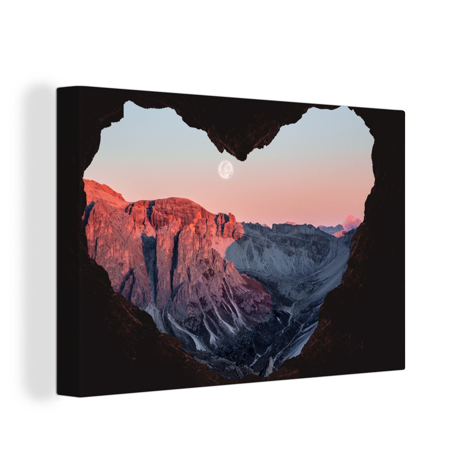 OneMillionCanvasses® Leinwandbild St), der Leinwandbilder, Wanddeko, 30x20 Aufhängefertig, Sonnenuntergang von (1 cm Höhle aus, Wandbild