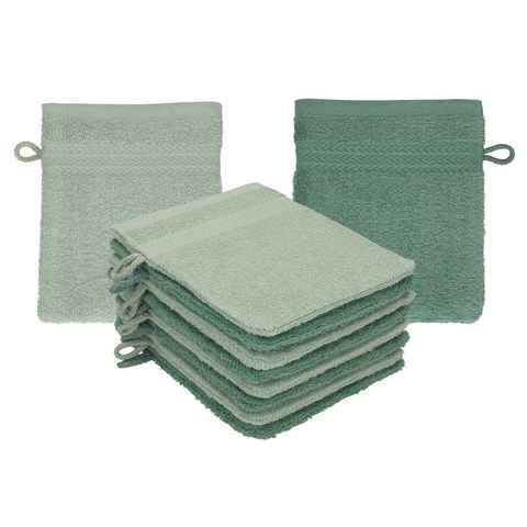 Betz Waschhandschuh 10 Stück Waschhandschuhe Premium 100% Baumwolle Waschlappen Set 16x21 cm Farbe heugrün - tannengrün (10-tlg)