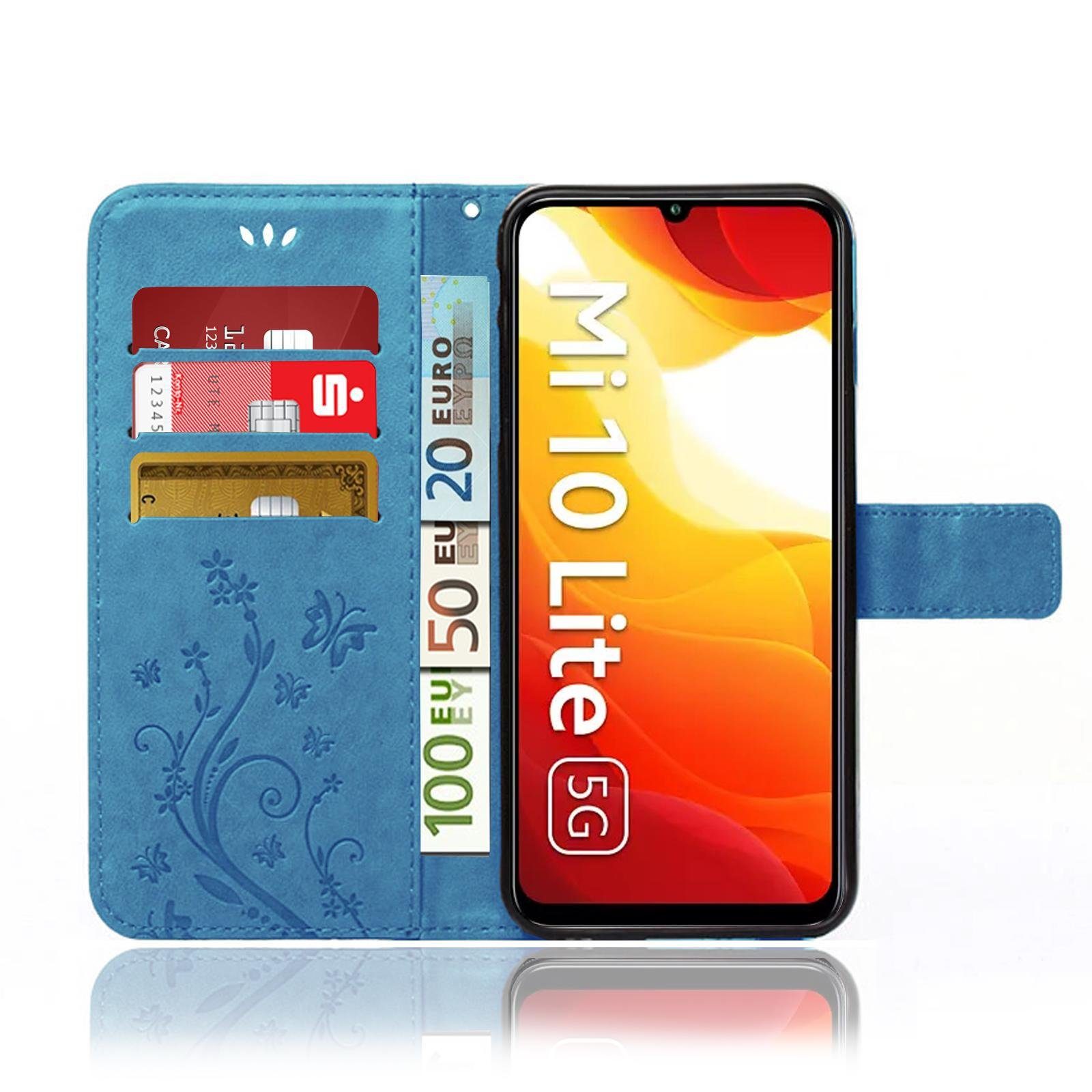 Numerva Handyhülle Bookstyle Flower für Xiaomi Mi 10 lite, Handy Tasche Schutzhülle Klapphülle Flip Cover mit Blumenmuster
